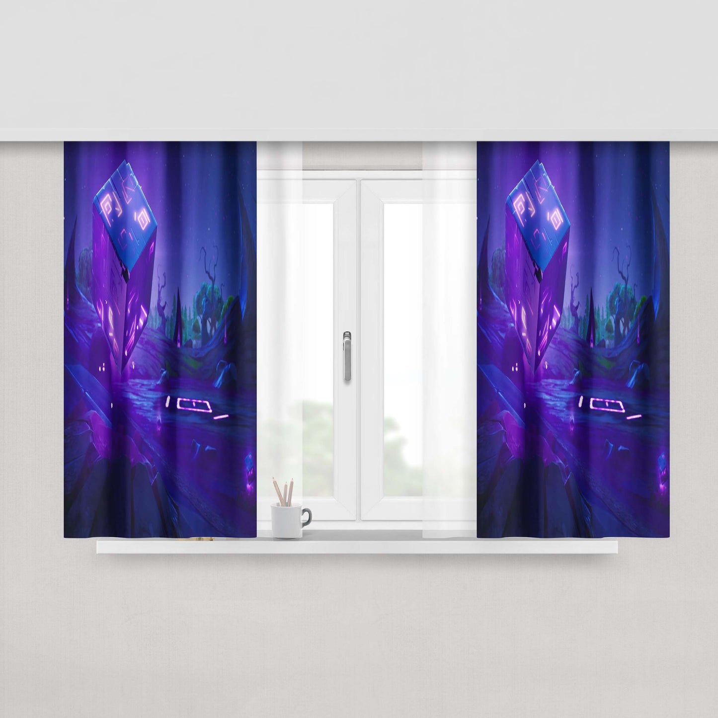 Glow Layout Fornite Peach Skin Window Curtains