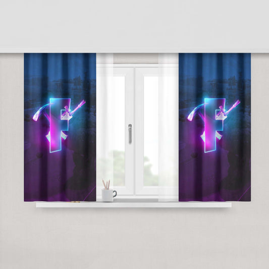 Glowing Fortnite Logo Season 6 Peach Skin Window Curtains