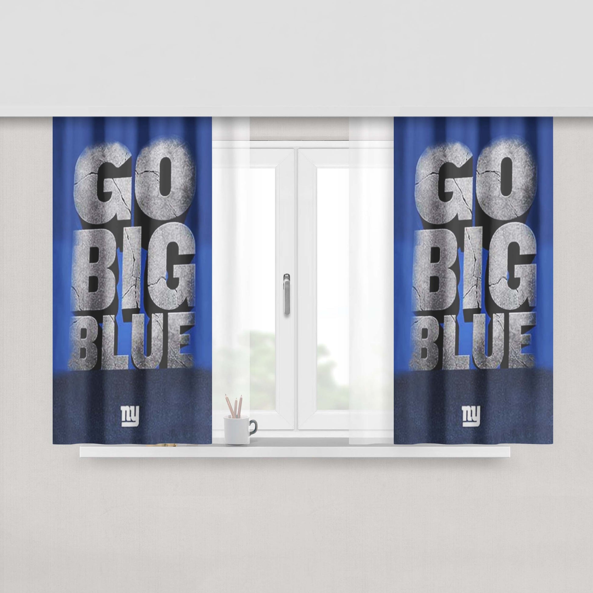 Go Big Blue Peach Skin Window Curtains