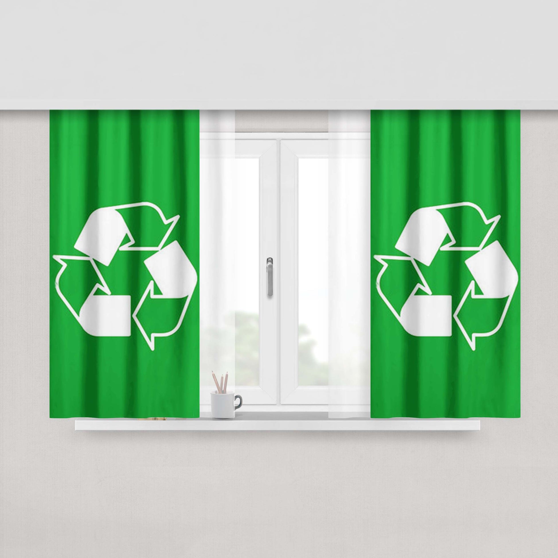 Go Green Logo Peach Skin Window Curtains