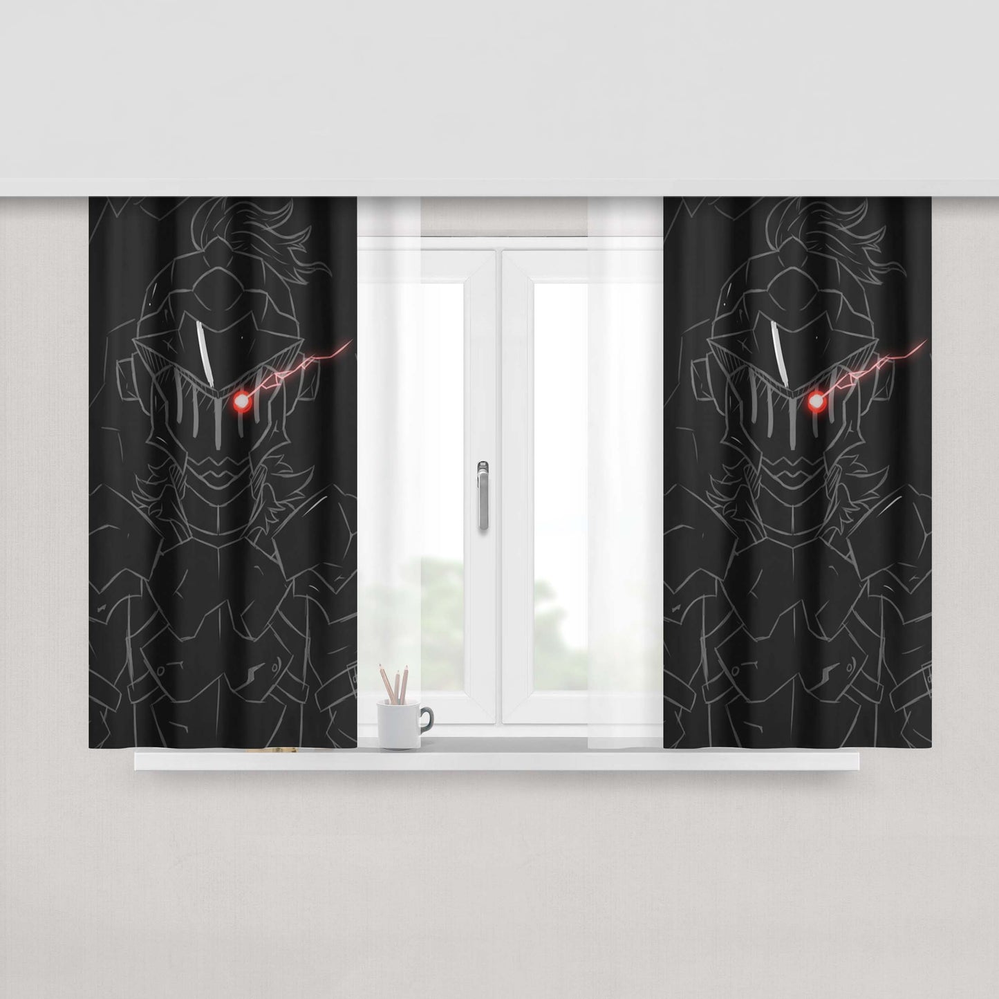 Goblin Slayer Black Peach Skin Window Curtains