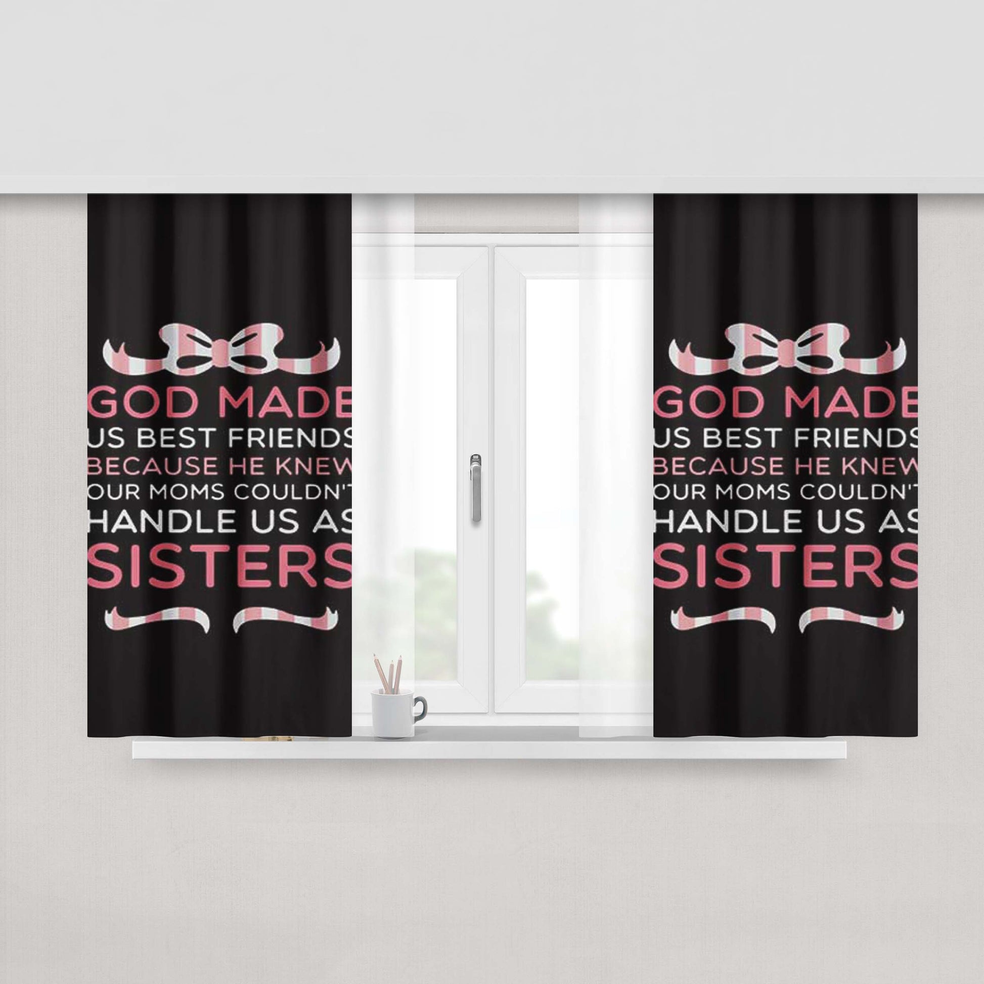 God Made Us Best Friends Peach Skin Window Curtains