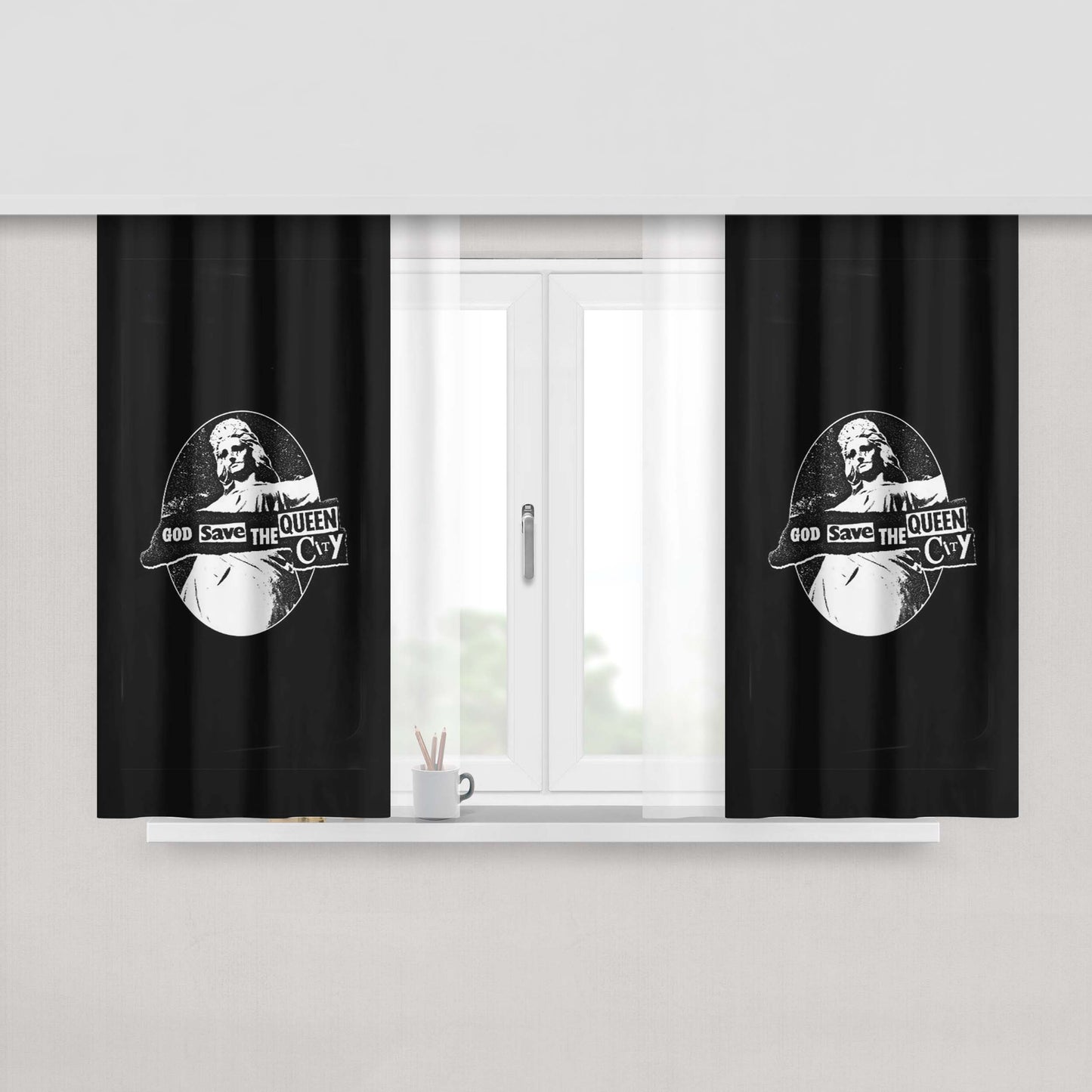 God Save The Queen City Peach Skin Window Curtains