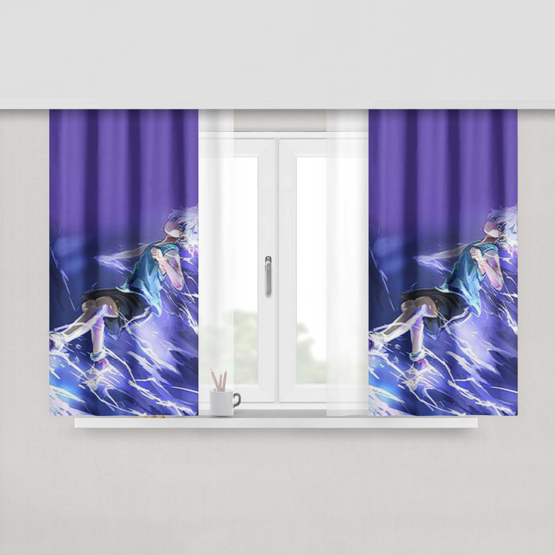 Godspeed Killua Hunter X Hunter Peach Skin Window Curtains