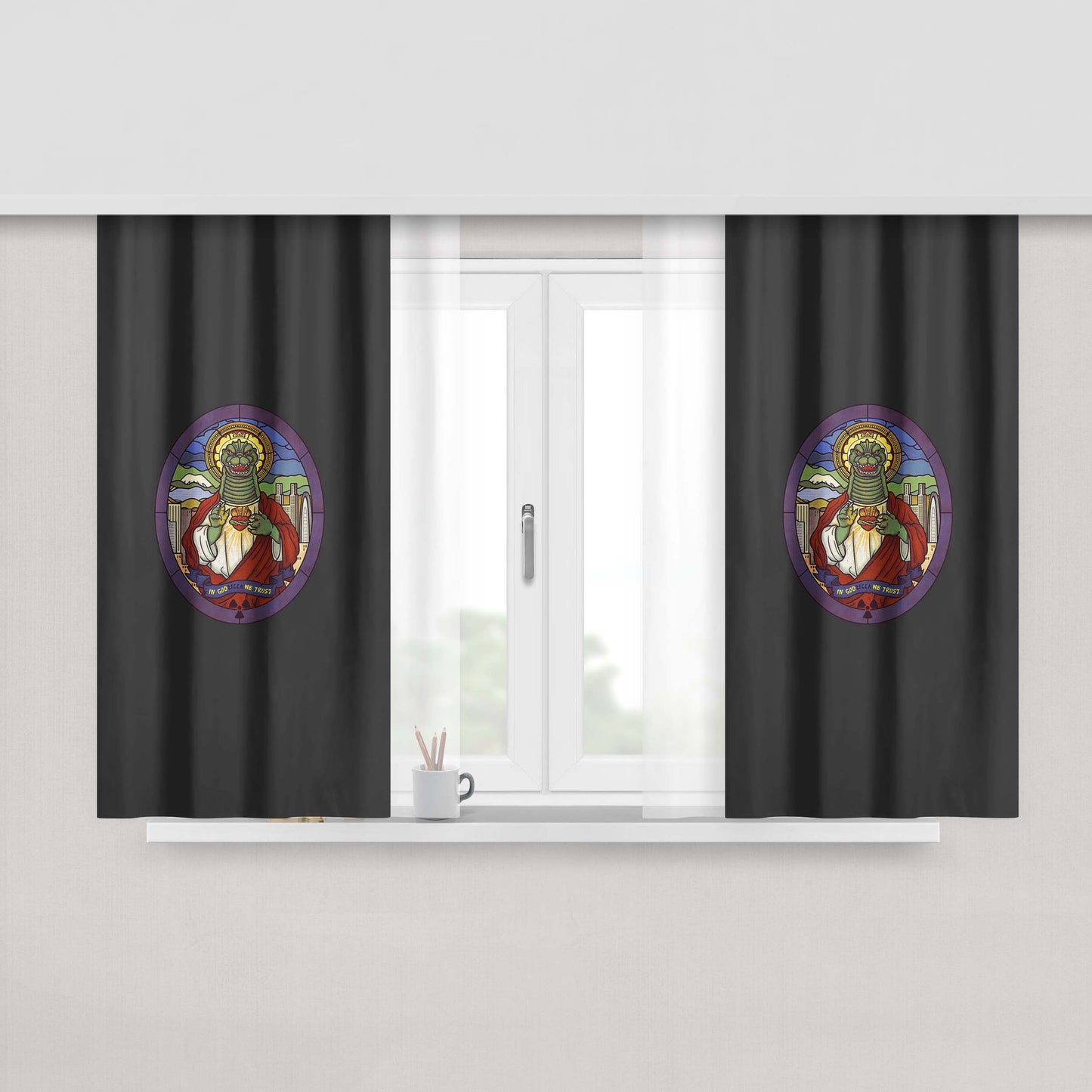 Godzilla Holly Lizard Peach Skin Window Curtains