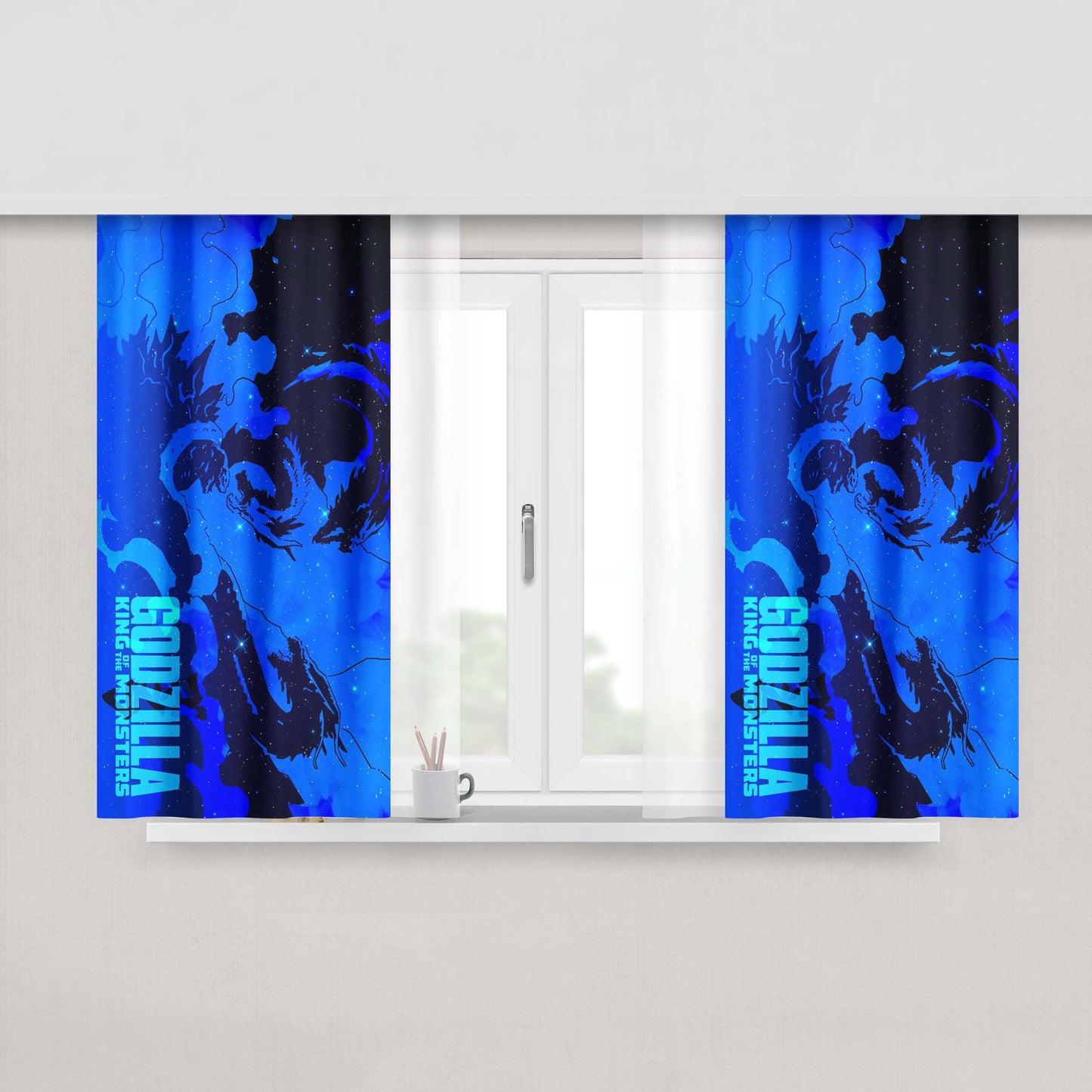 Godzilla King Of The Monster Fan Made Peach Skin Window Curtains