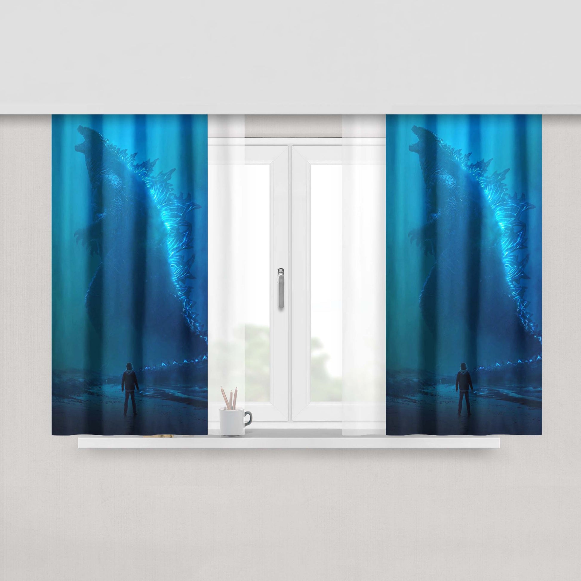 Godzilla King Of The Monsters 2019 Wallpaper Peach Skin Window Curtains