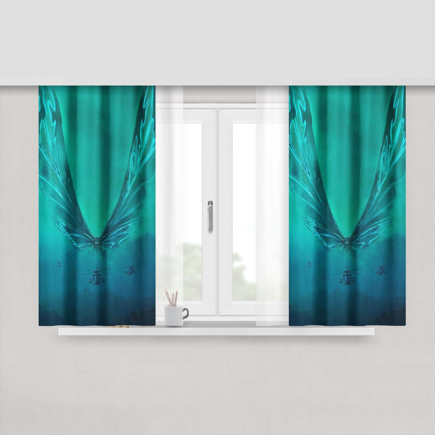 Godzilla King Of The Monsters Mothra Peach Skin Window Curtains