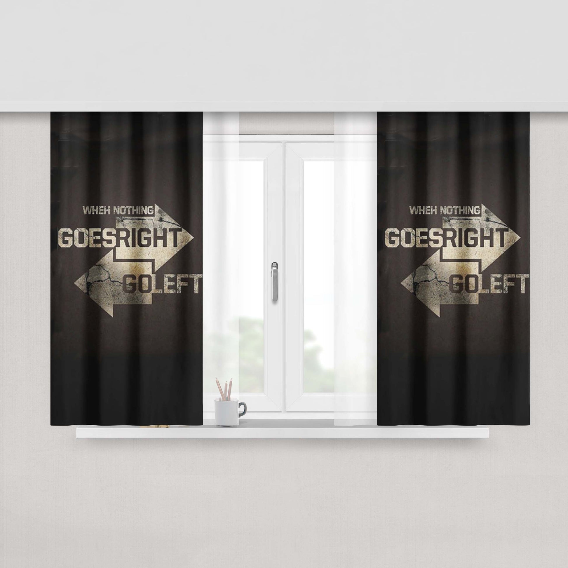 Goes Right Go Left Peach Skin Window Curtains