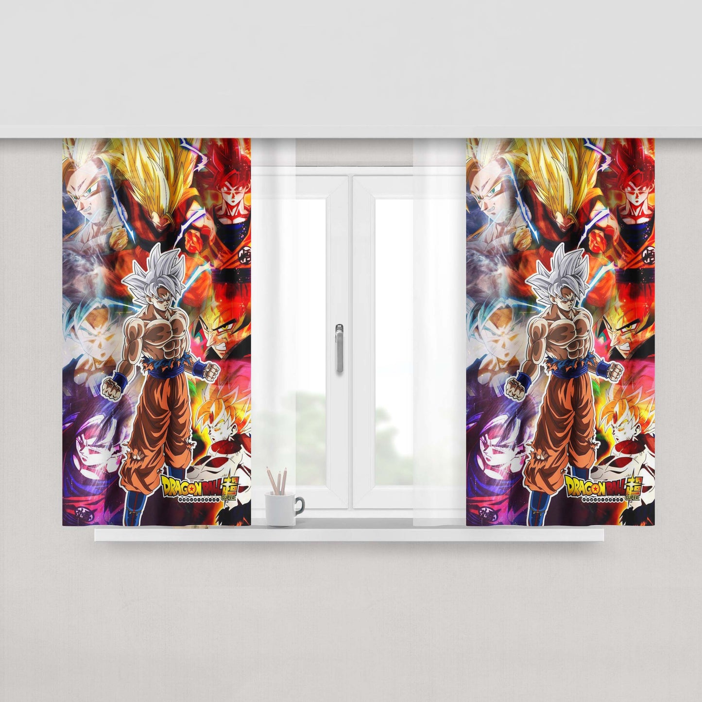 Goku All Forms And Transformations Peach Skin Window Curtains