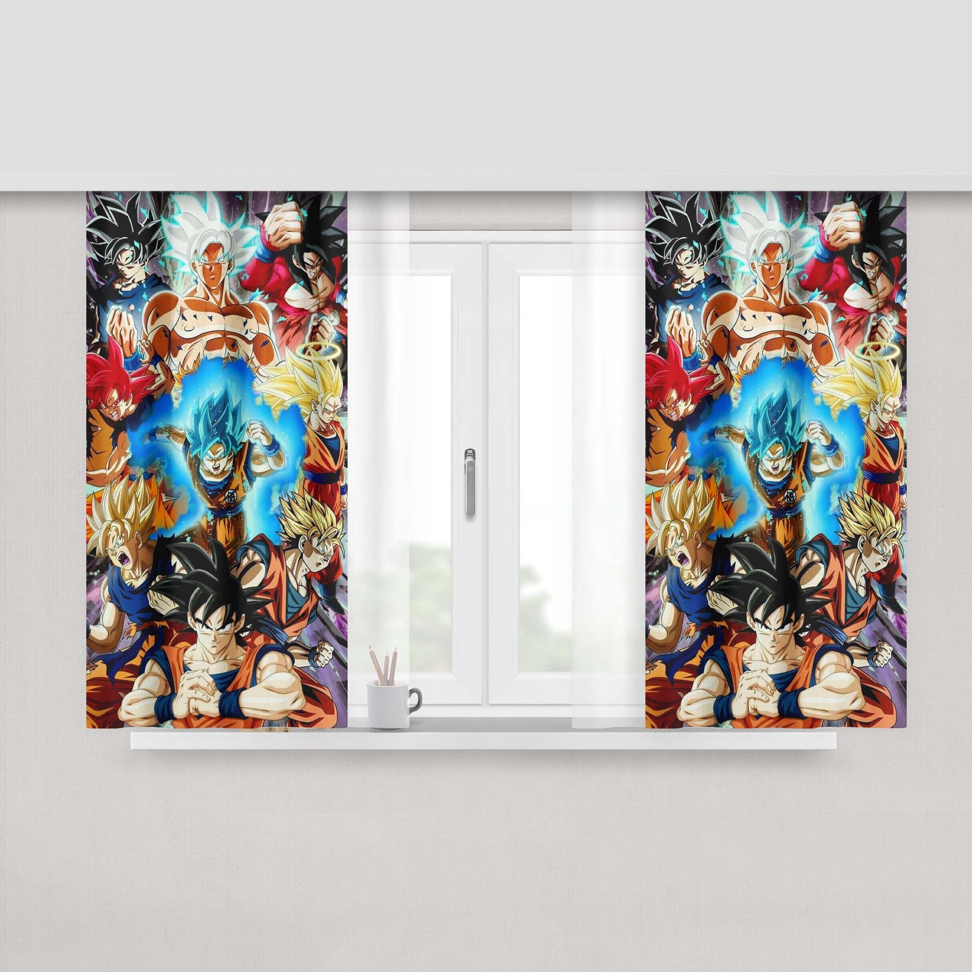 Goku All Transformations Peach Skin Window Curtains
