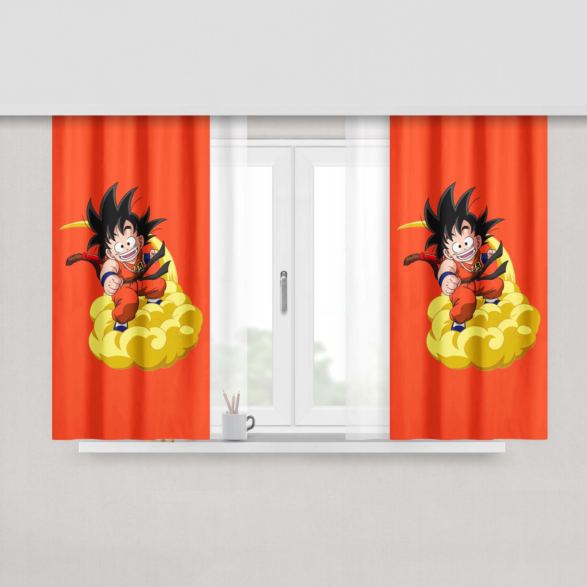 Goku And Cloud Kinton Peach Skin Window Curtains