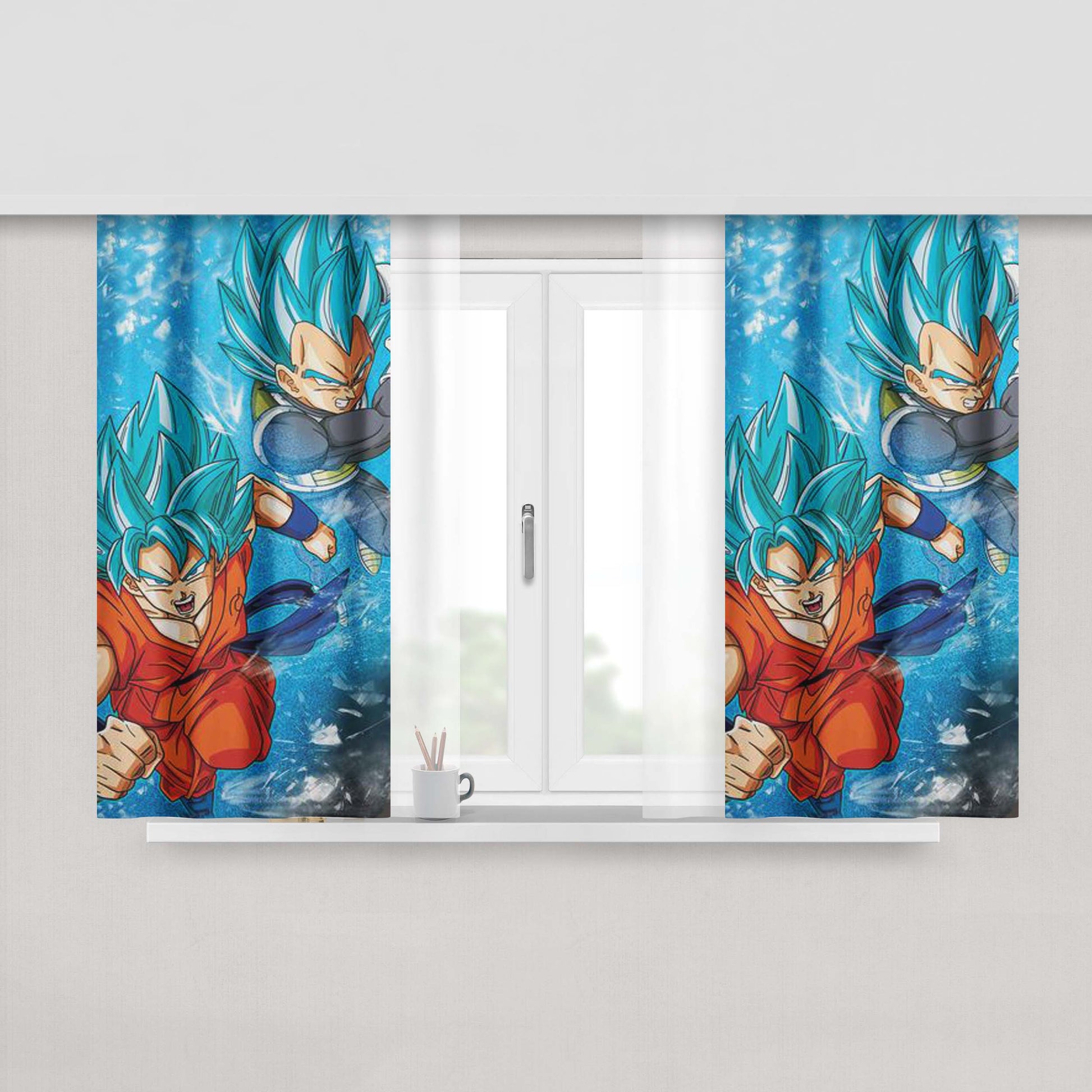 Goku And Vegeta Ssgss Peach Skin Window Curtains
