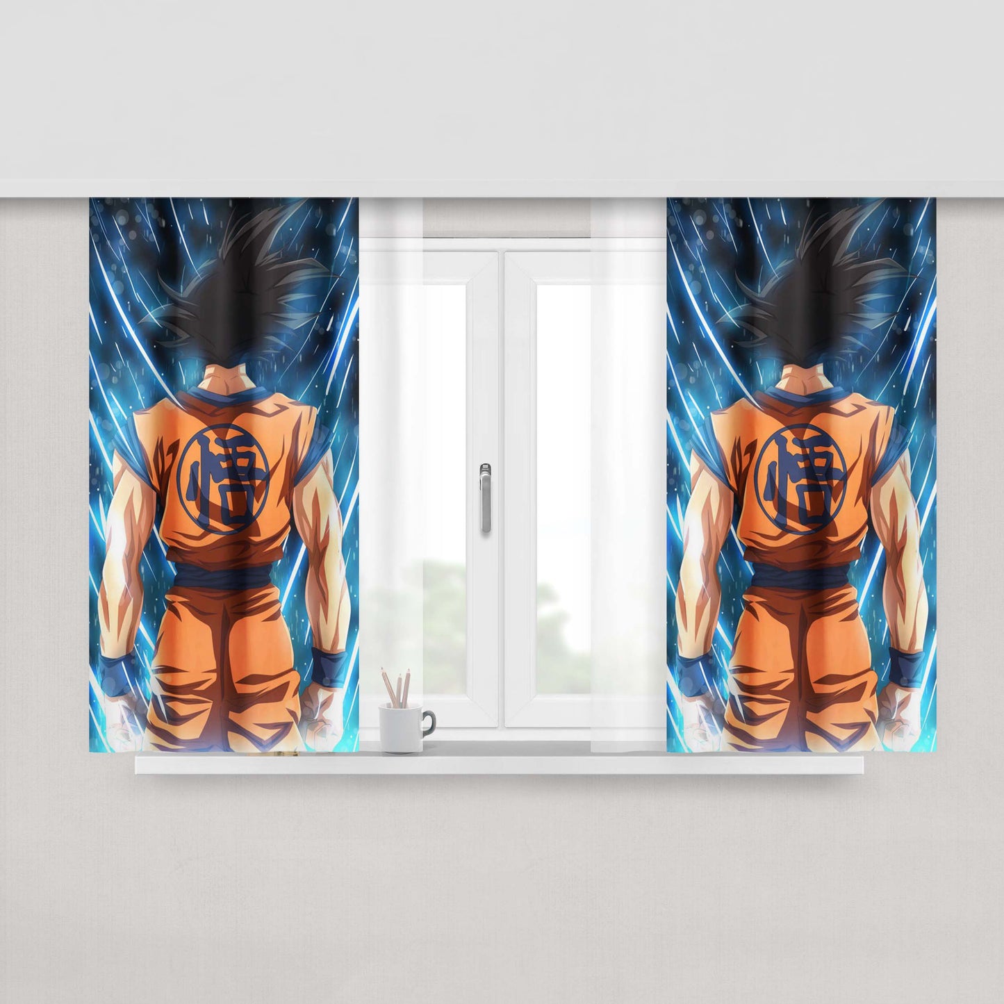 Goku Back Dragonball Peach Skin Window Curtains