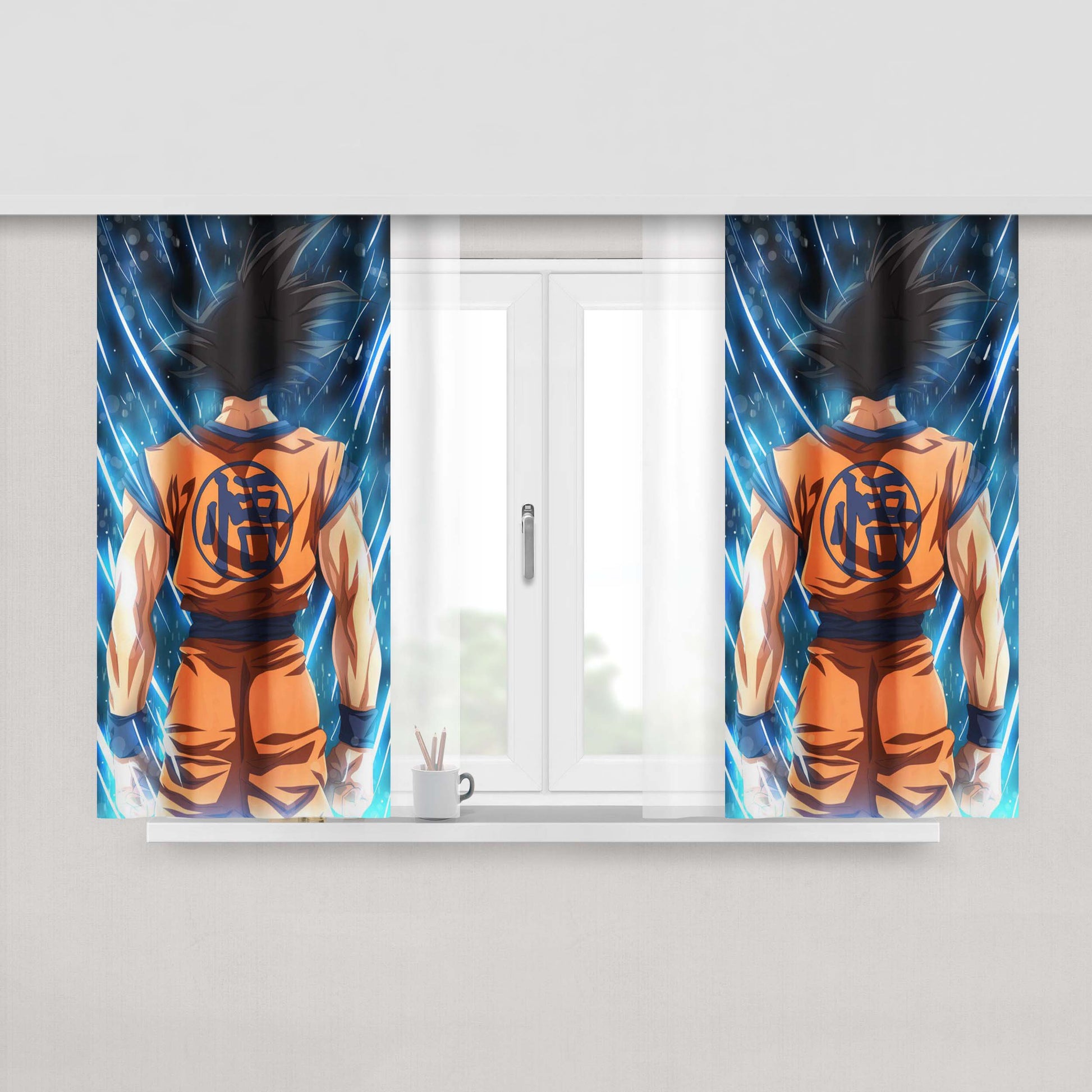 Goku Back Dragonball Peach Skin Window Curtains
