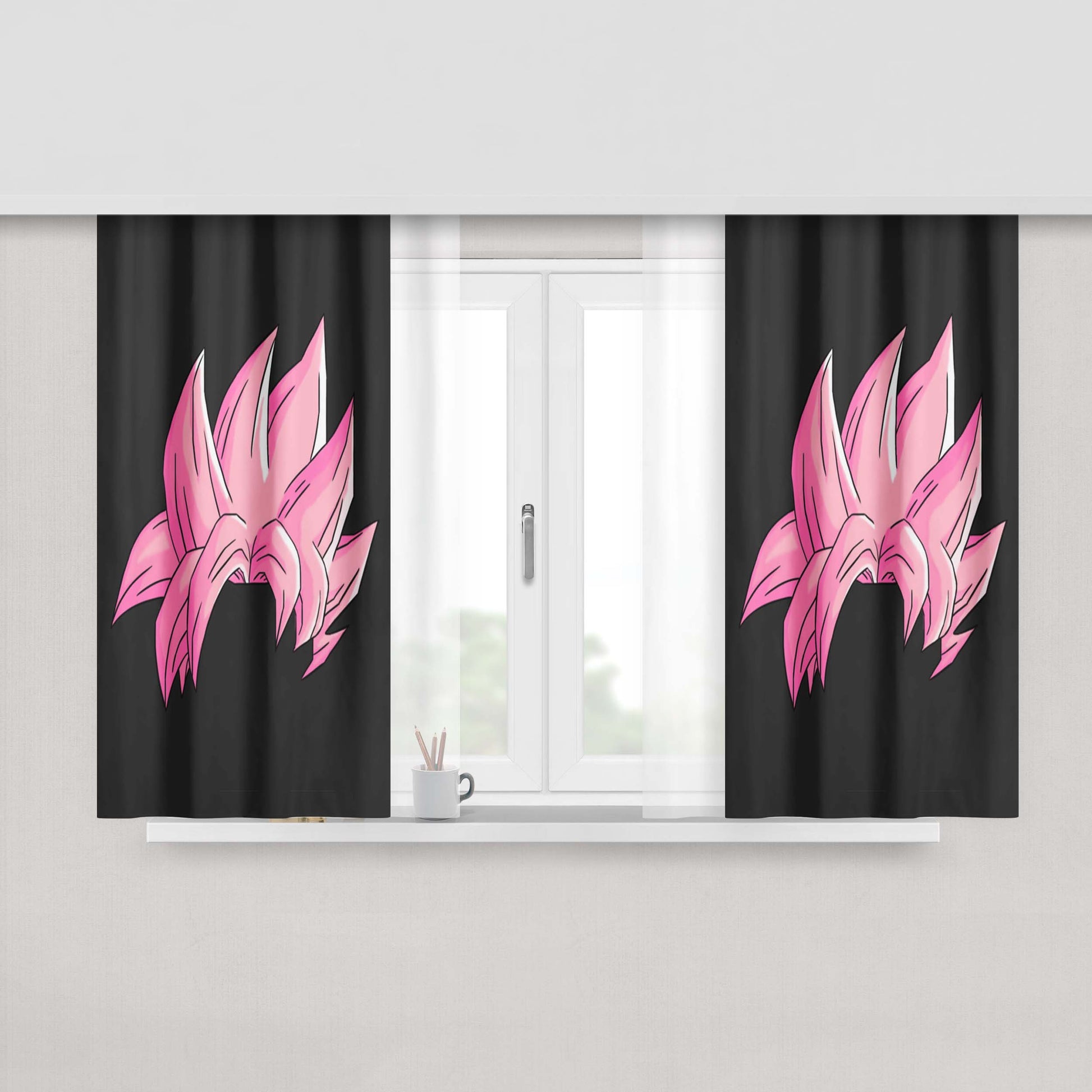 Goku Black Super Saiyan Rose Peach Skin Window Curtains