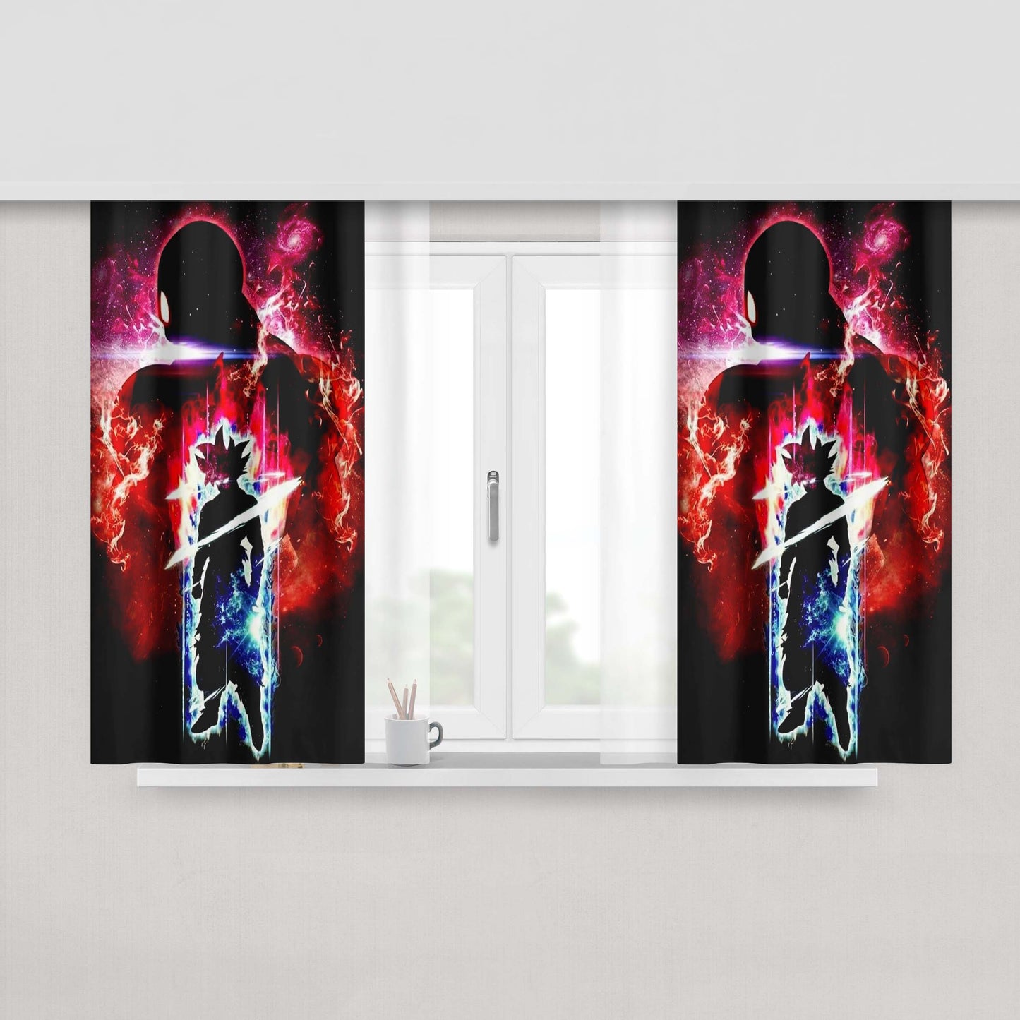Goku Blue Red Flash Peach Skin Window Curtains