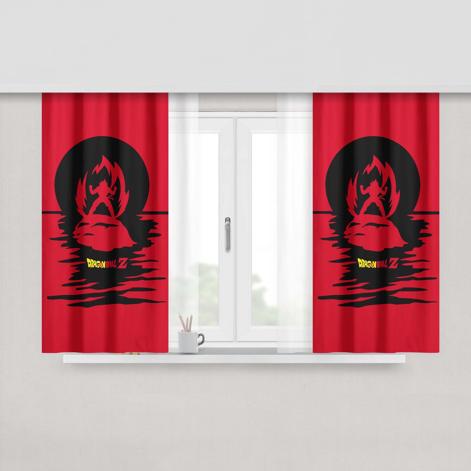 Goku Dragon Ball Silhouette Peach Skin Window Curtains
