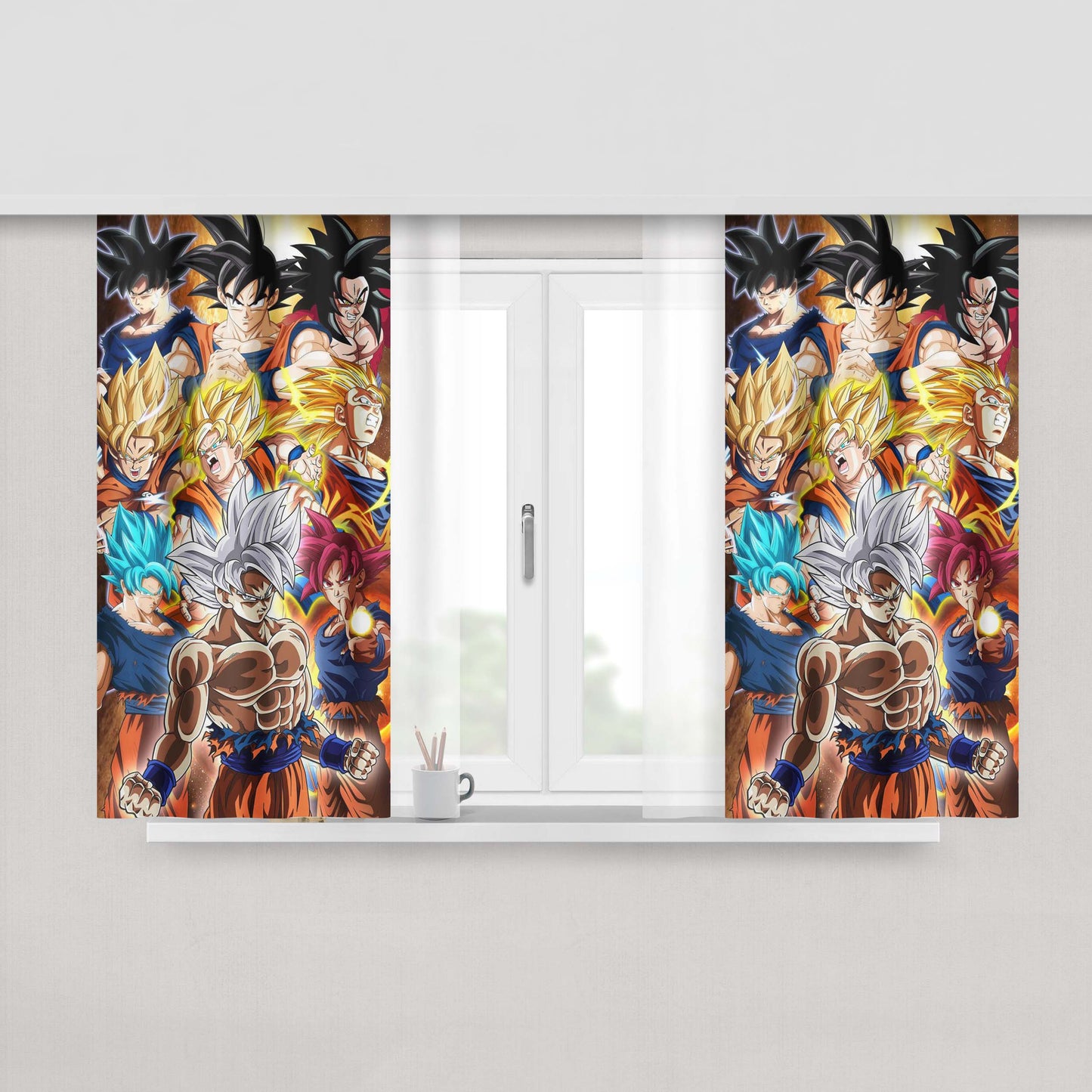 Goku Dragon Ball Z All Hairs Collage Peach Skin Window Curtains