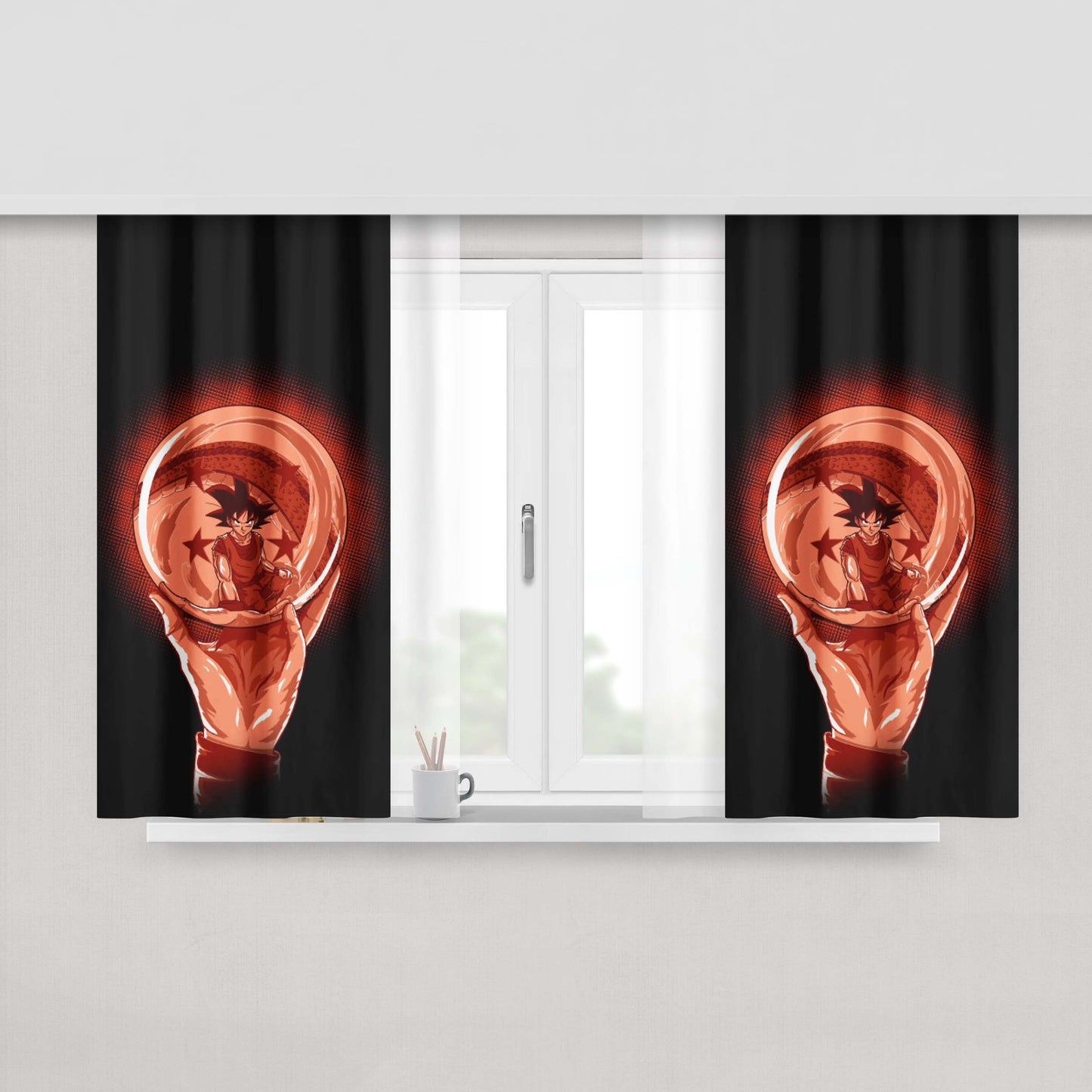 Goku Dragon Sphere Peach Skin Window Curtains