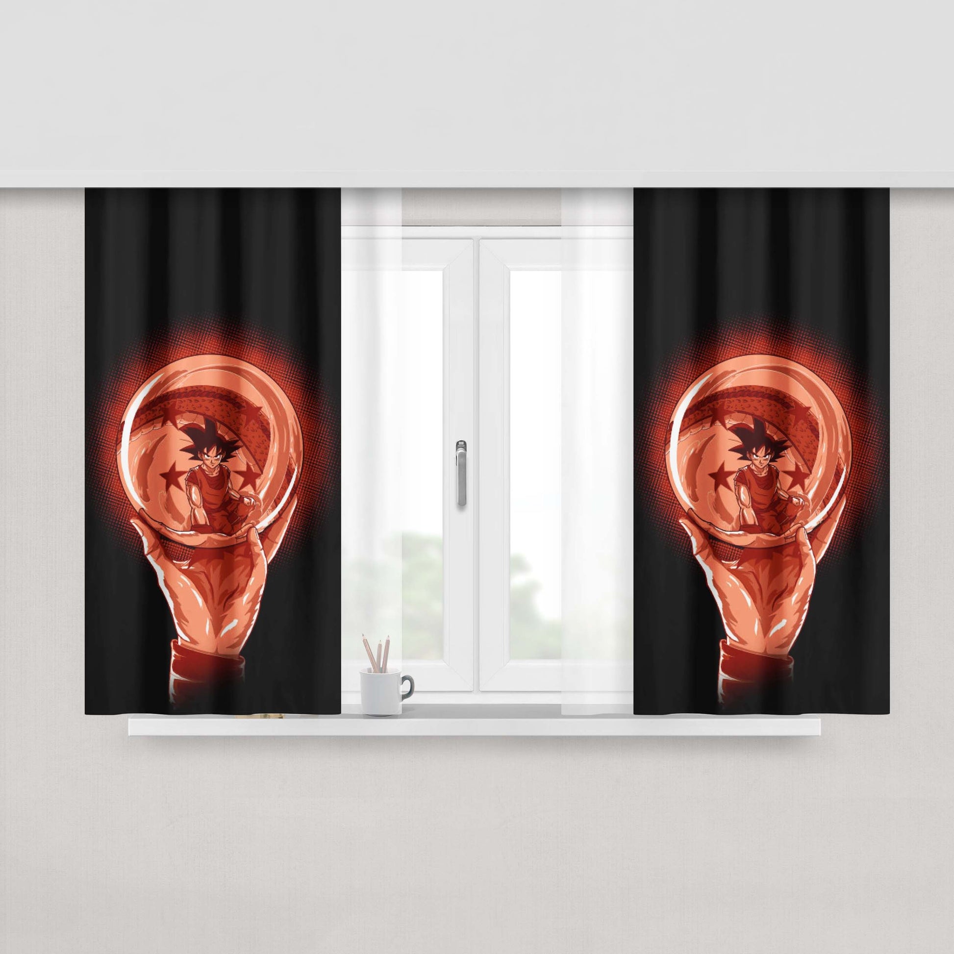 Goku Dragon Sphere Peach Skin Window Curtains