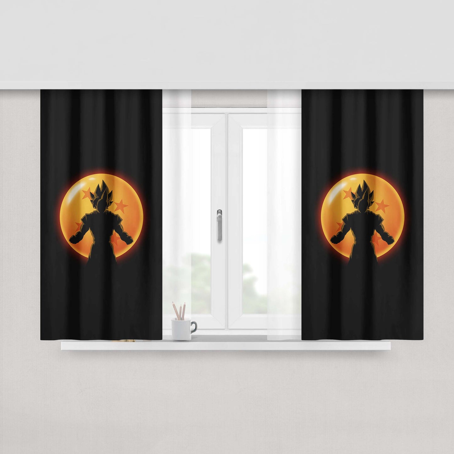 Goku Dragon Peach Skin Window Curtains