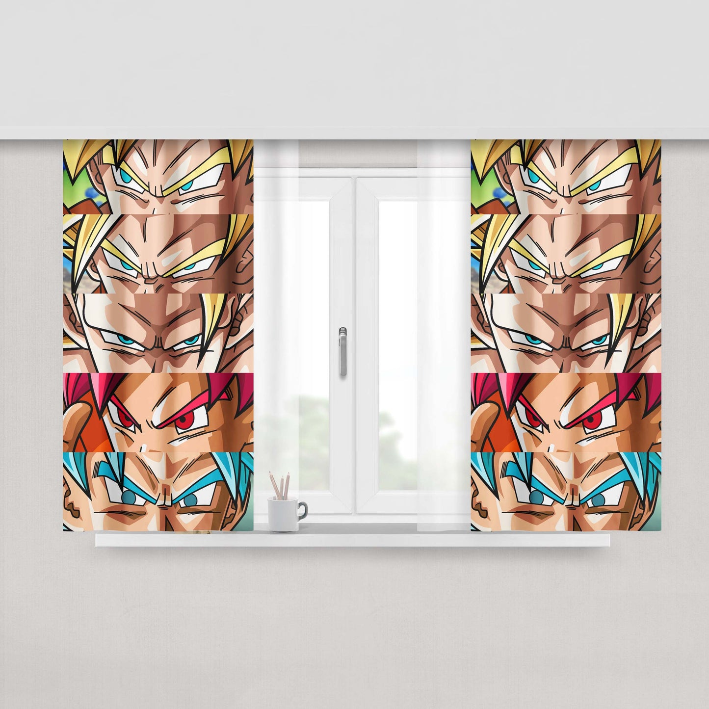 Goku Kakaroto Transform To Saiyan Peach Skin Window Curtains