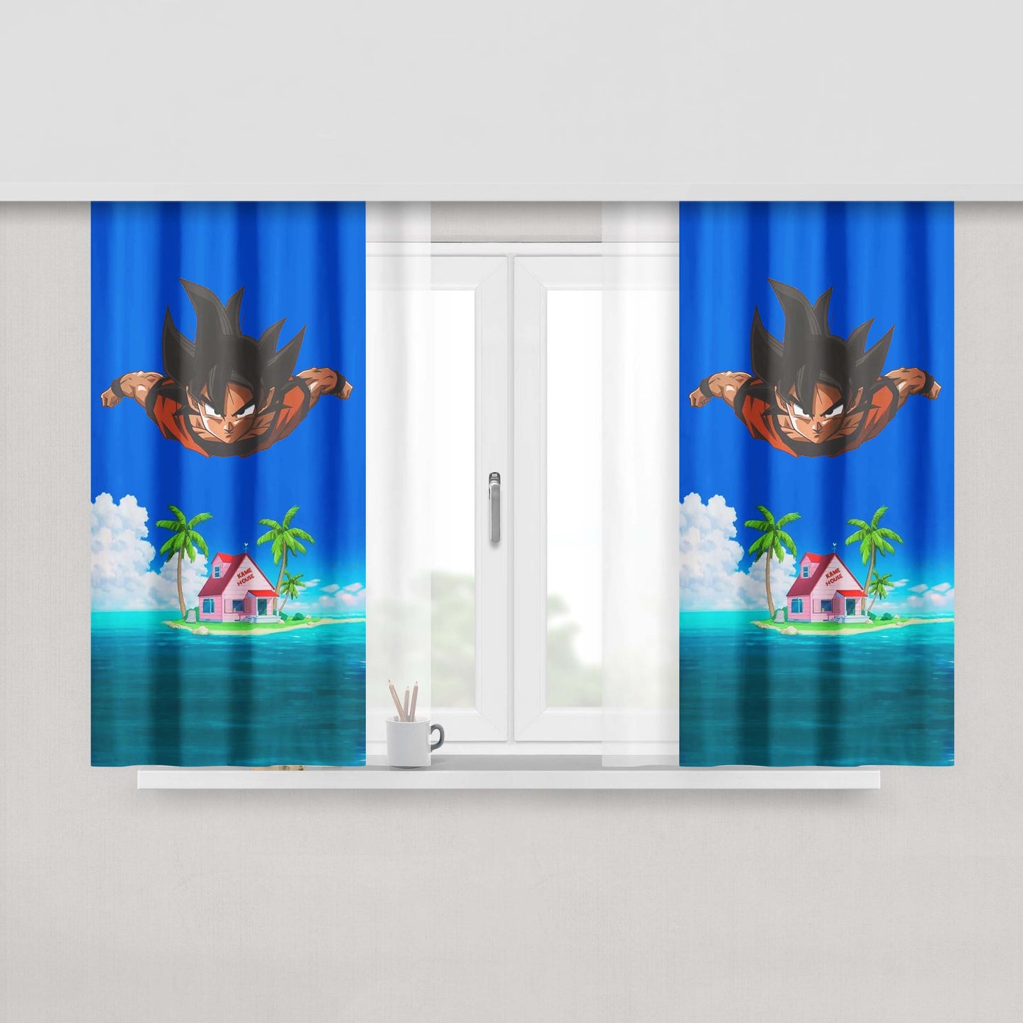 Goku Kame House Dragon Ball Peach Skin Window Curtains