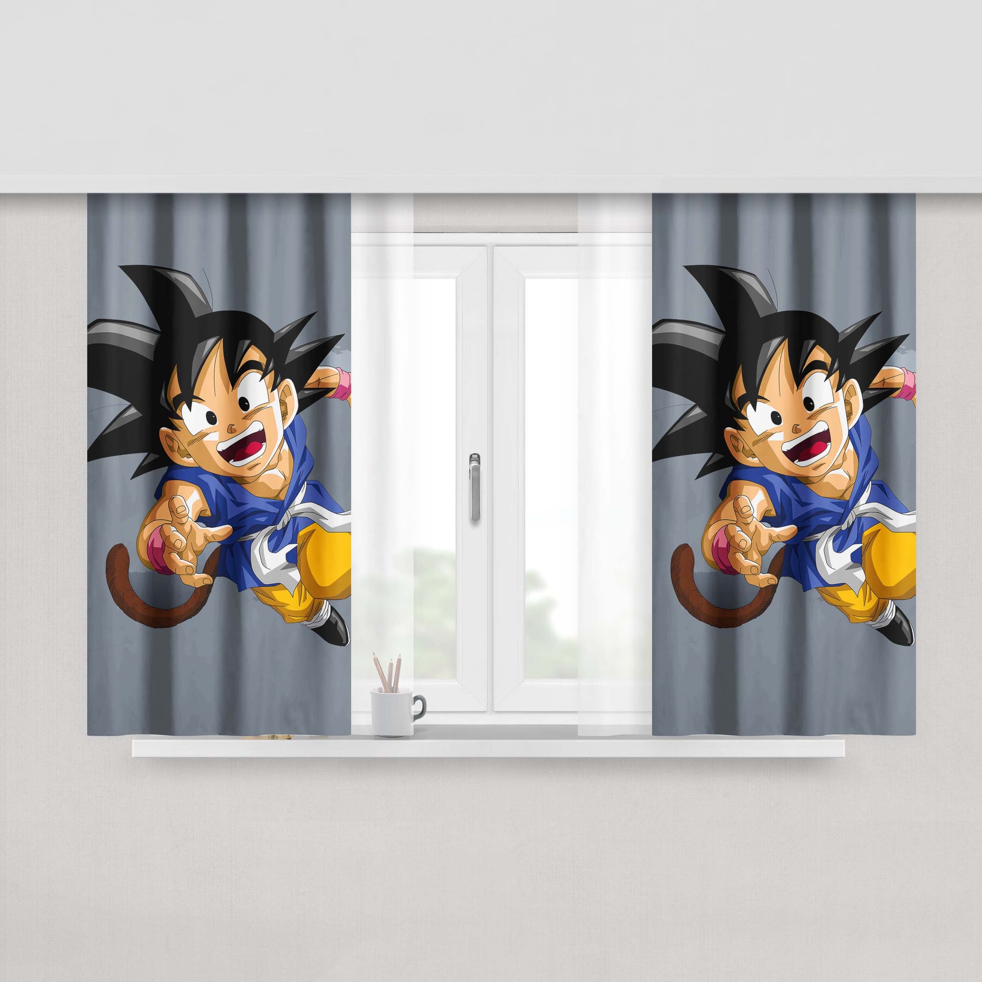 Goku Kid Run Dragonball Peach Skin Window Curtains