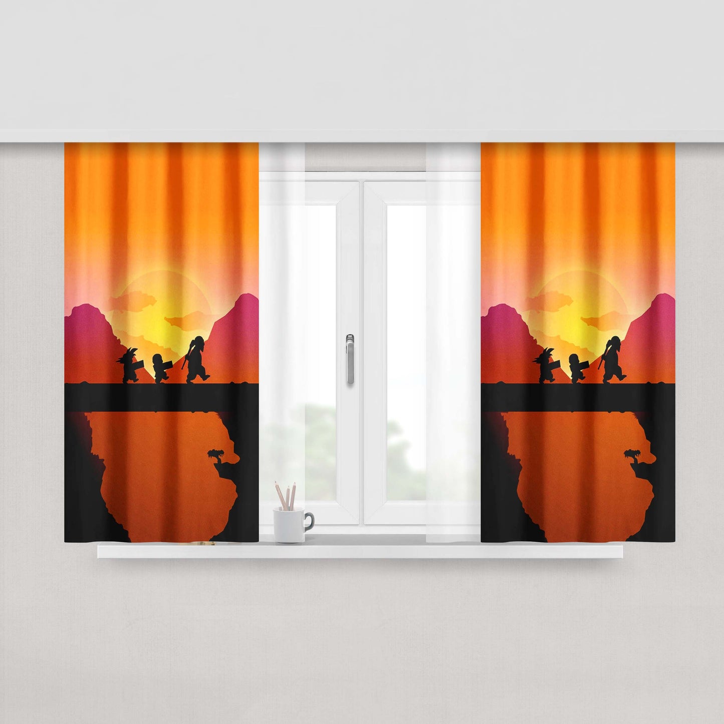 Goku Mestre Kame E Kuririn Peach Skin Window Curtains