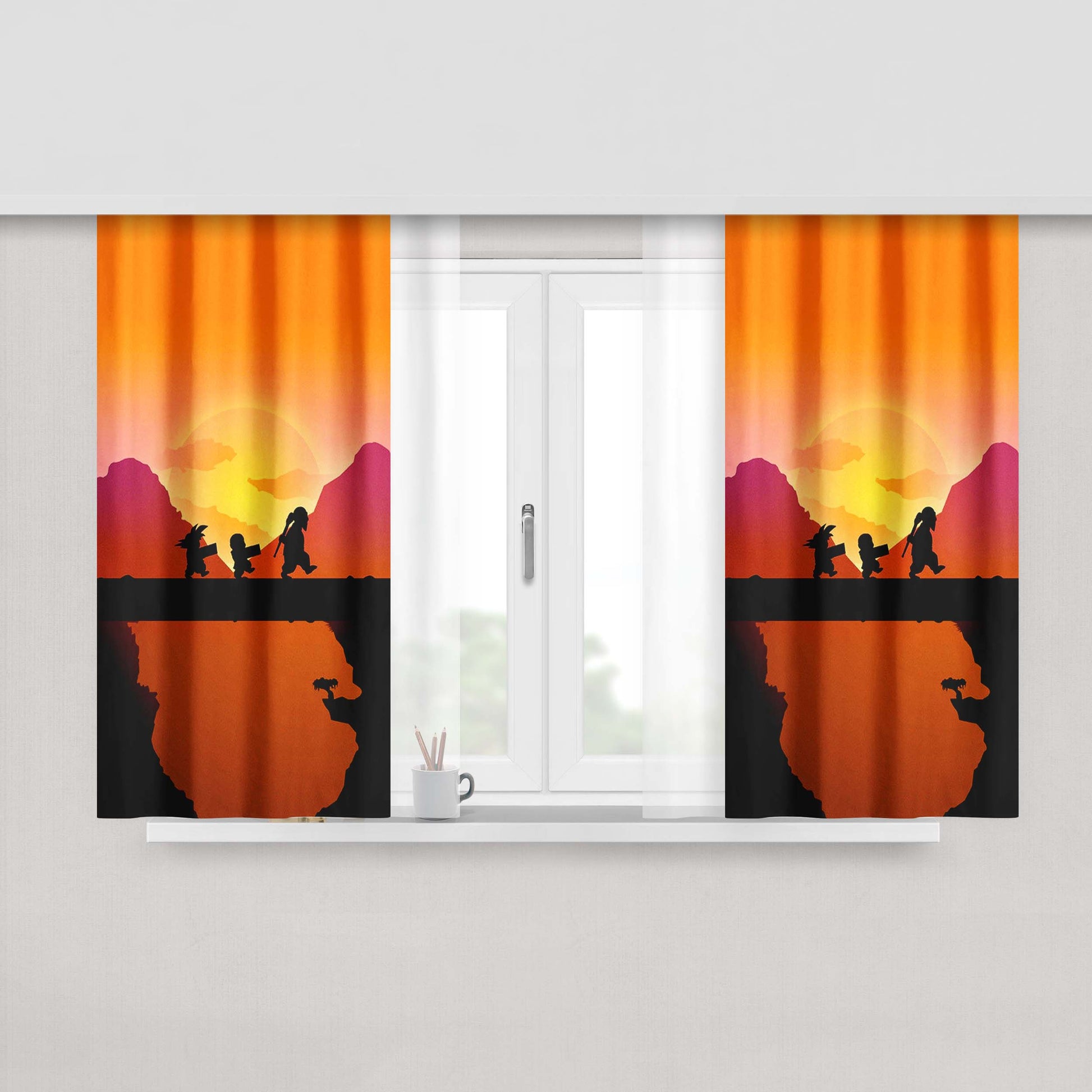 Goku Mestre Kame E Kuririn Peach Skin Window Curtains