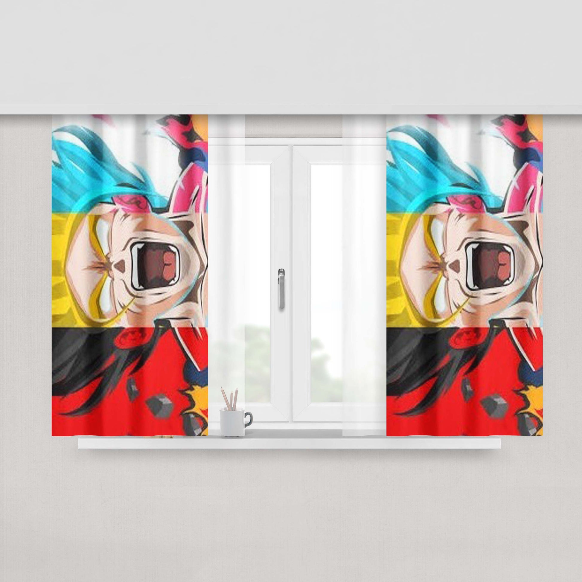Goku Minimalism Artworks Peach Skin Window Curtains