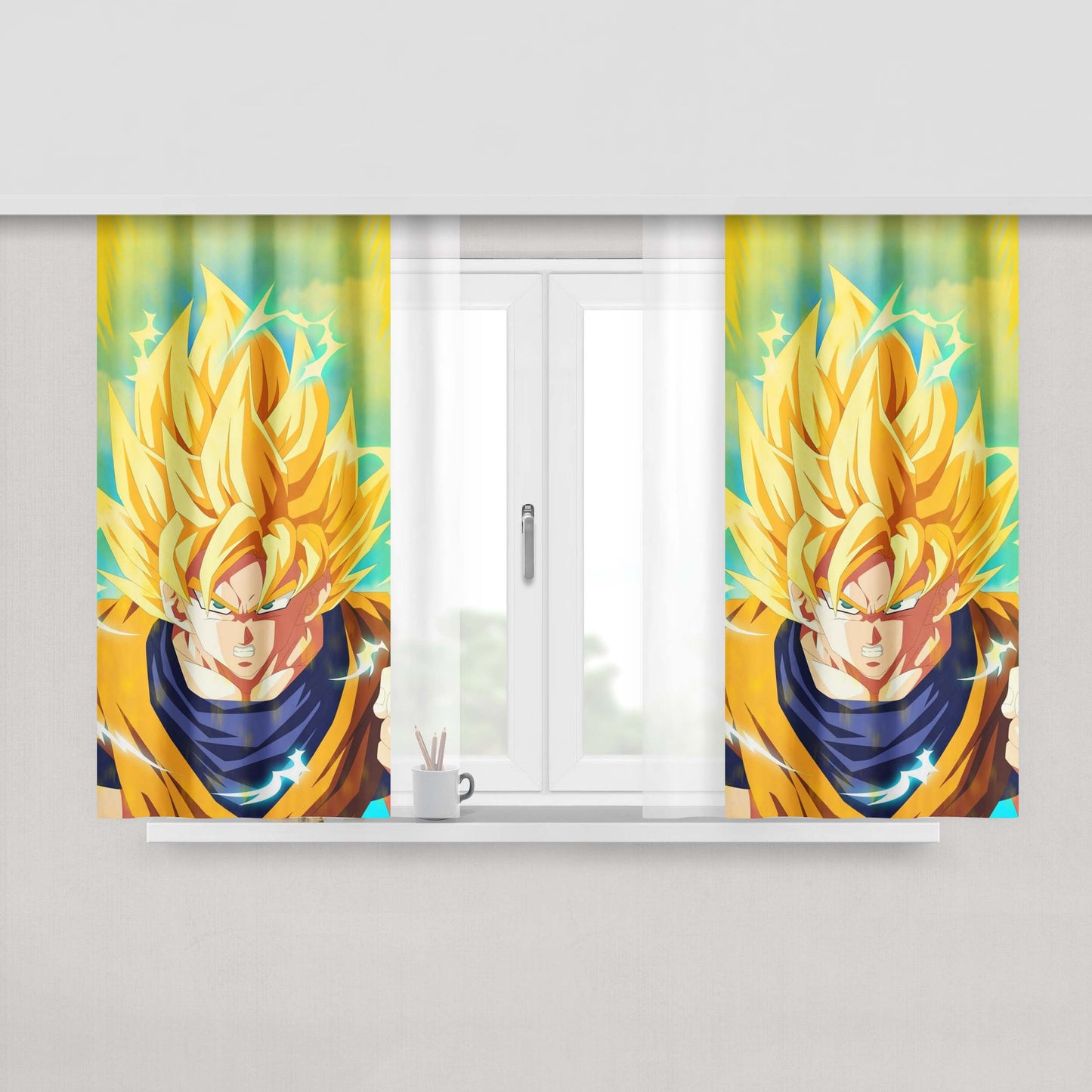 Goku Mode Saiyan Peach Skin Window Curtains