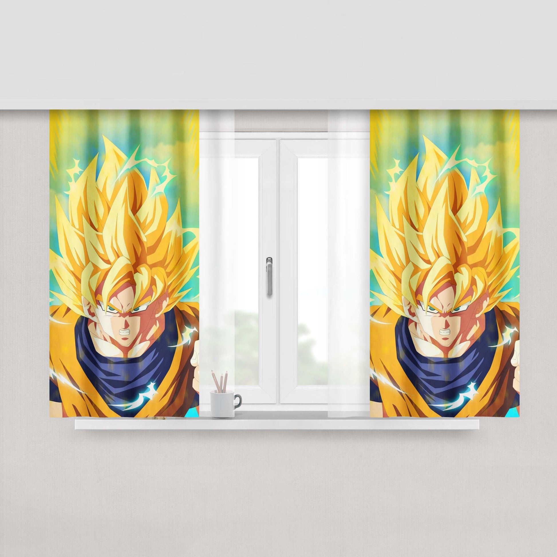 Goku Mode Saiyan Peach Skin Window Curtains