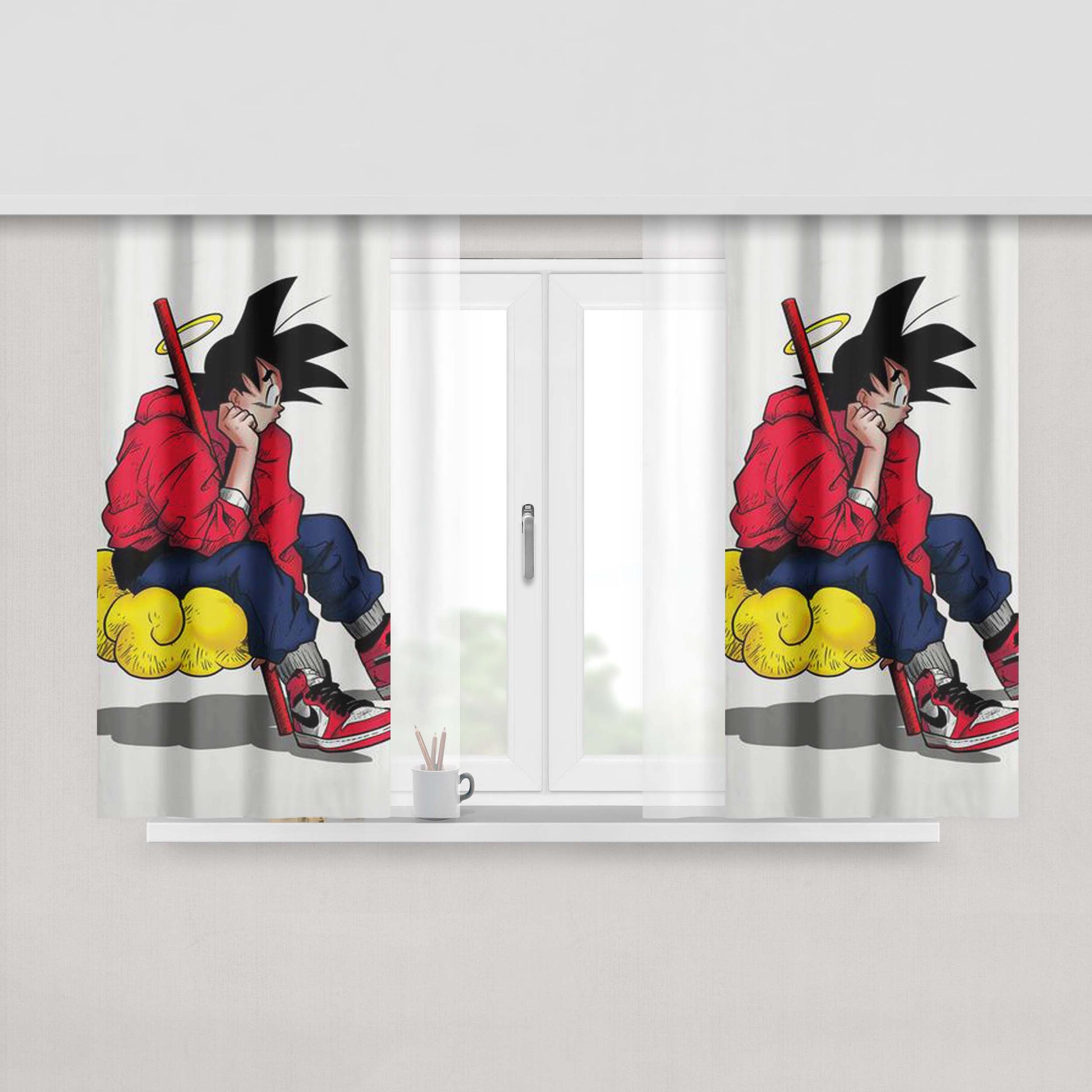 Goku On Kintoun Peach Skin Window Curtains