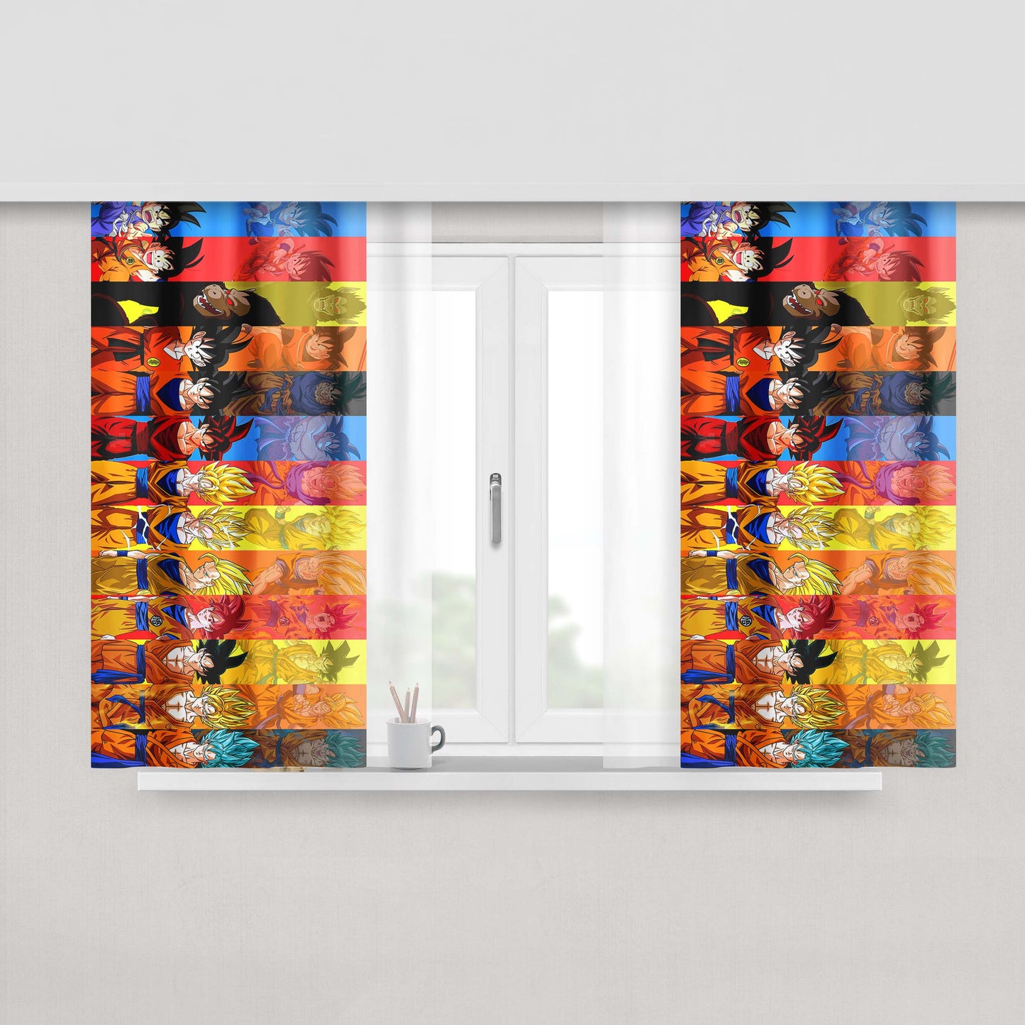 Goku Poster All Transformations Peach Skin Window Curtains