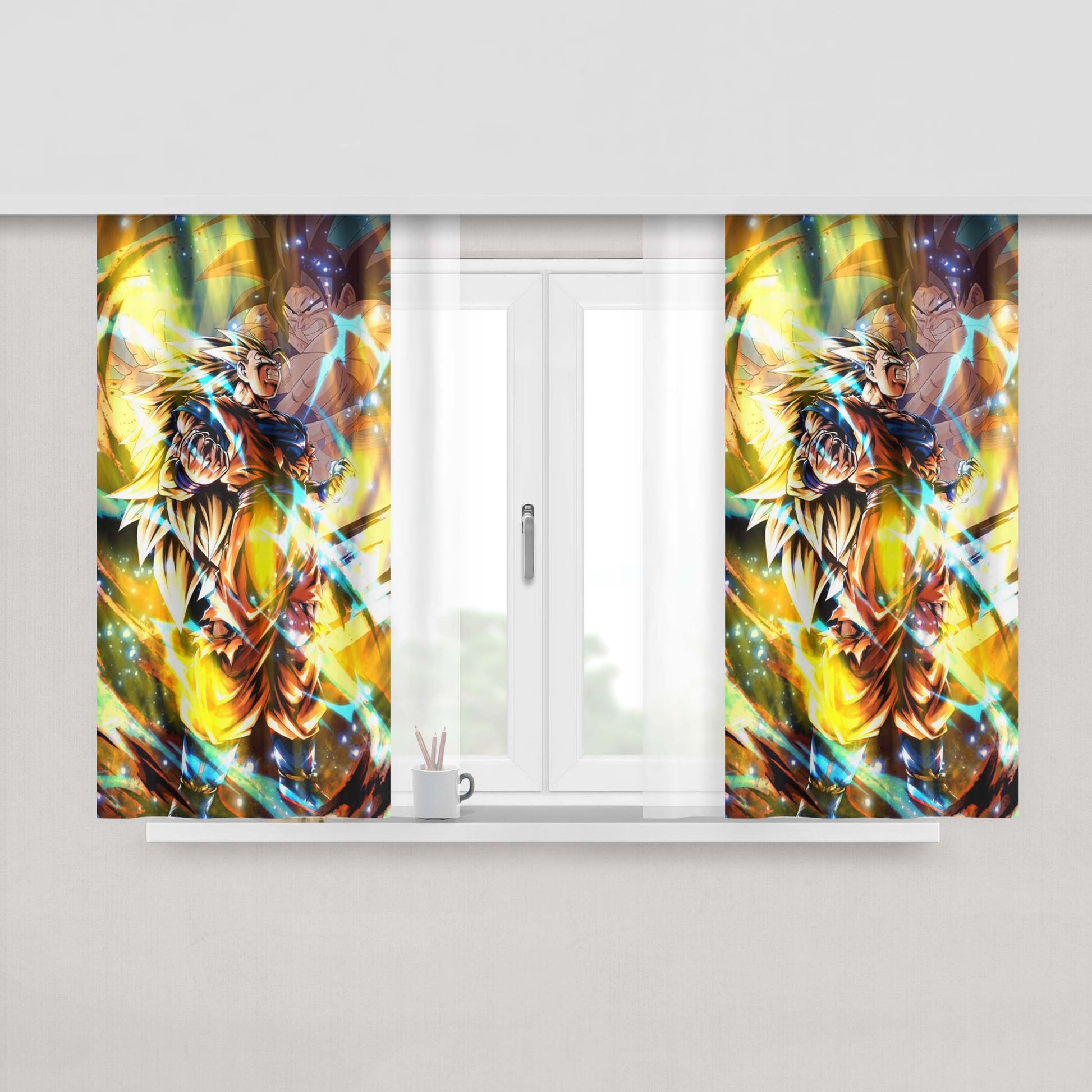 Goku Super Saiyajin 3 Fan Art Wallpaper Peach Skin Window Curtains