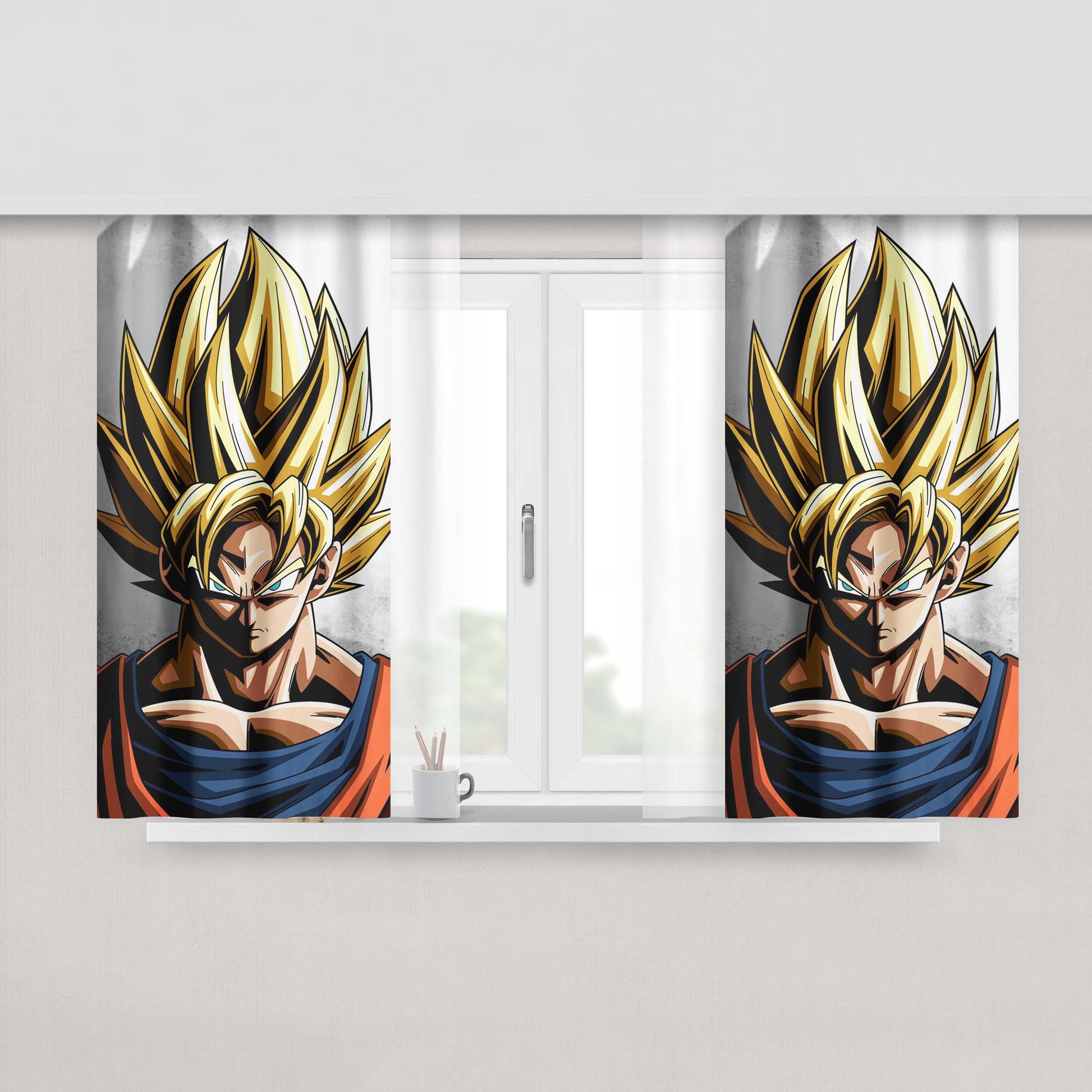 Goku Super Saiyan 1 Peach Skin Window Curtains
