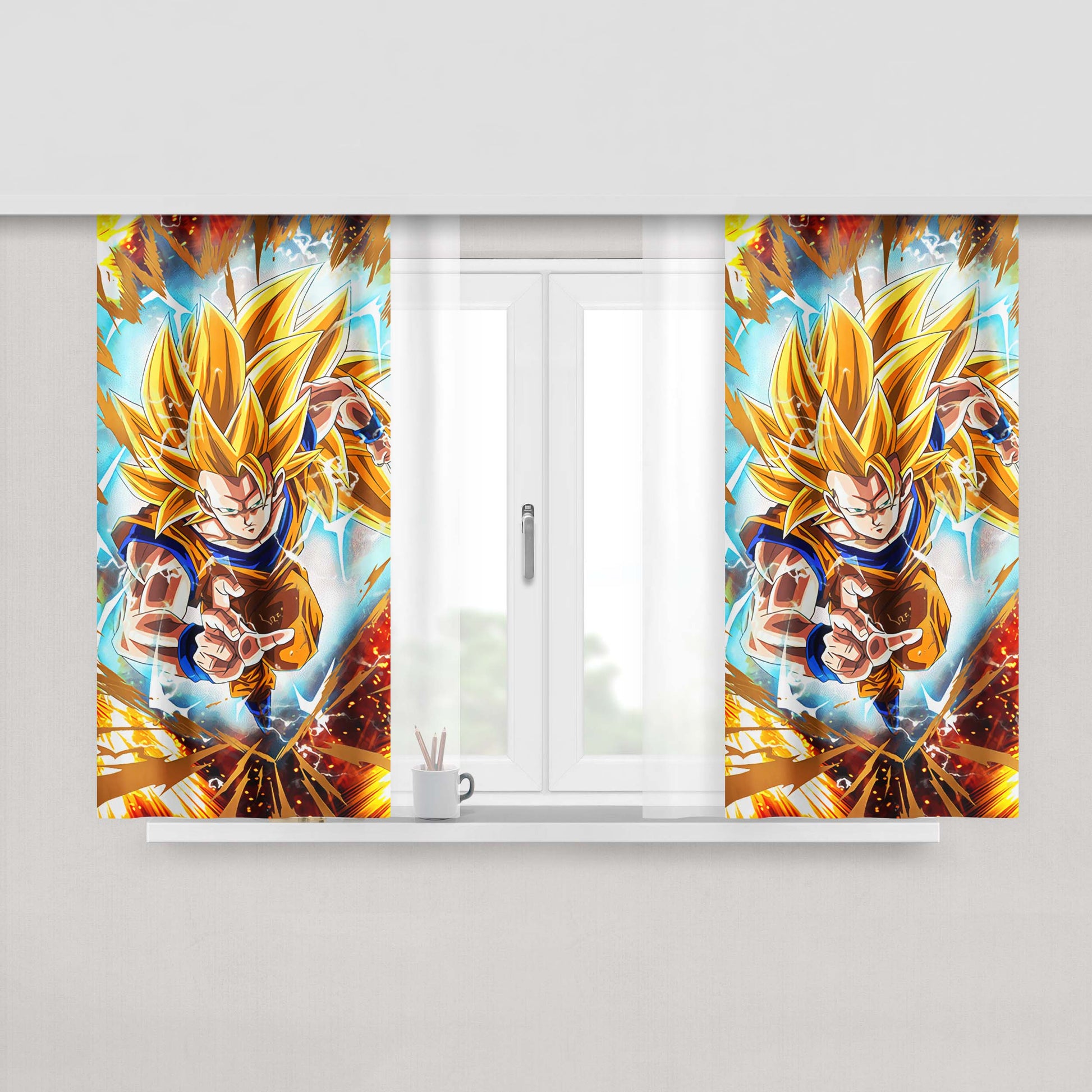 Goku Super Saiyan 3 Peach Skin Window Curtains