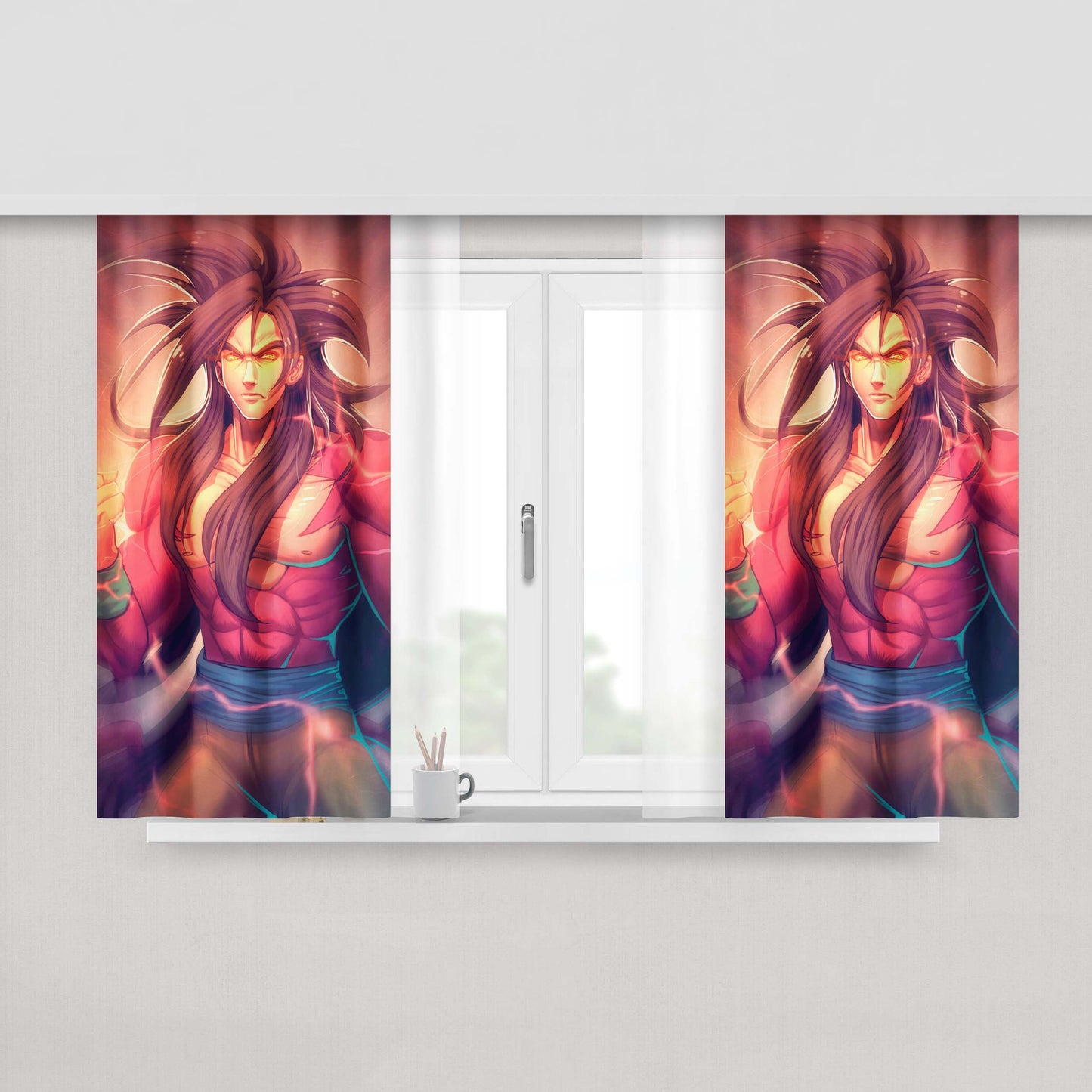 Goku Super Saiyan 4 Peach Skin Window Curtains