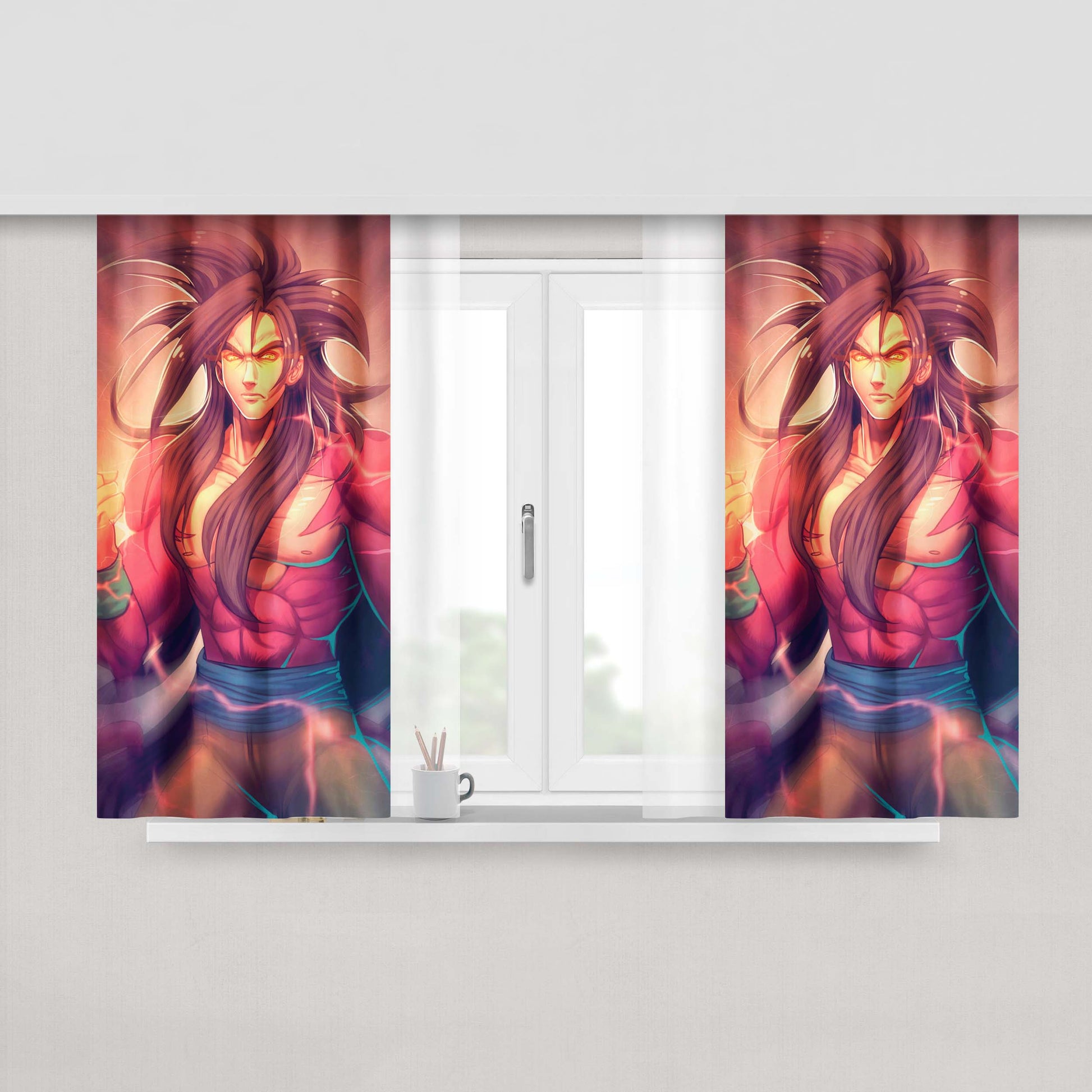 Goku Super Saiyan 4 Peach Skin Window Curtains