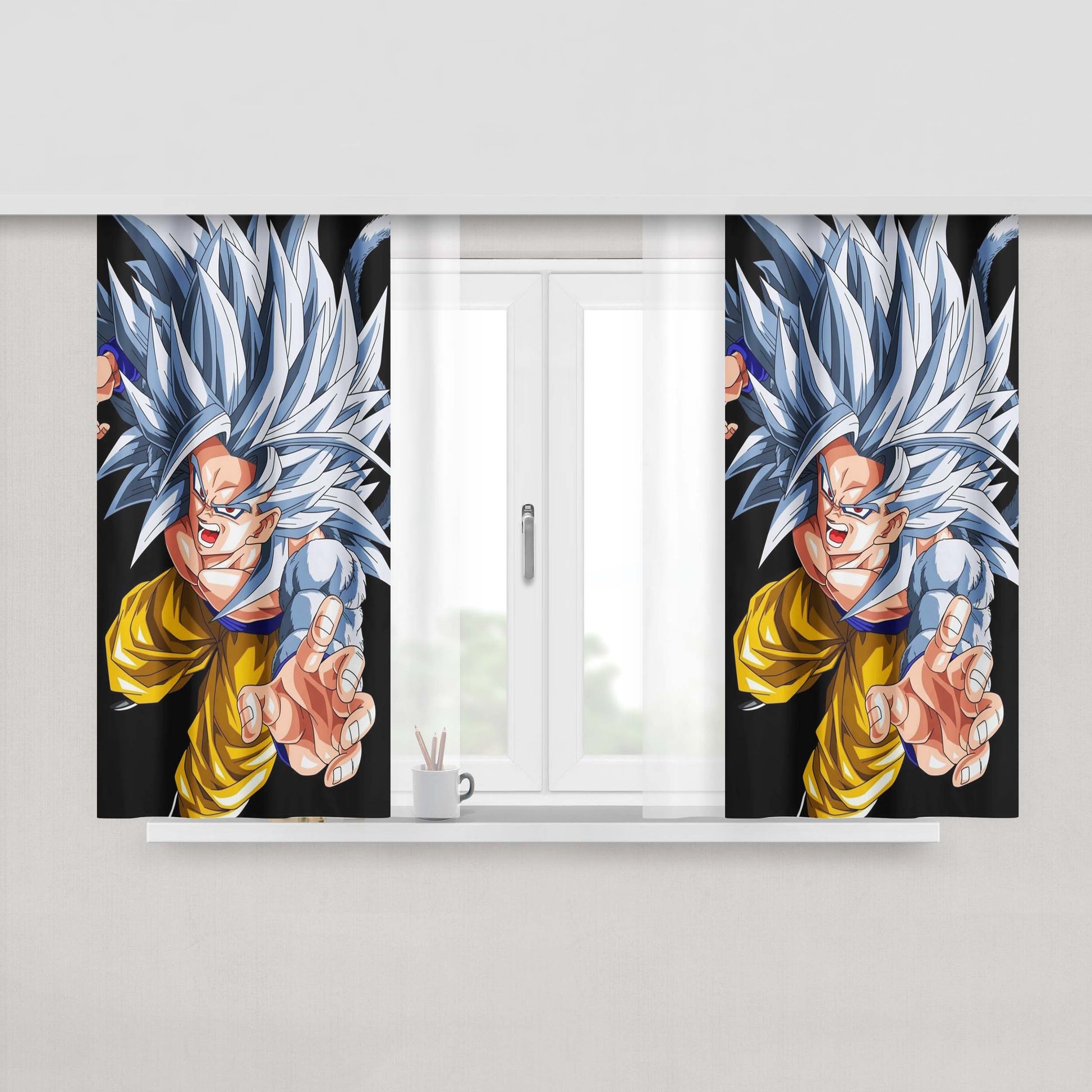 Goku Super Saiyan Ssj5 Character Peach Skin Window Curtains