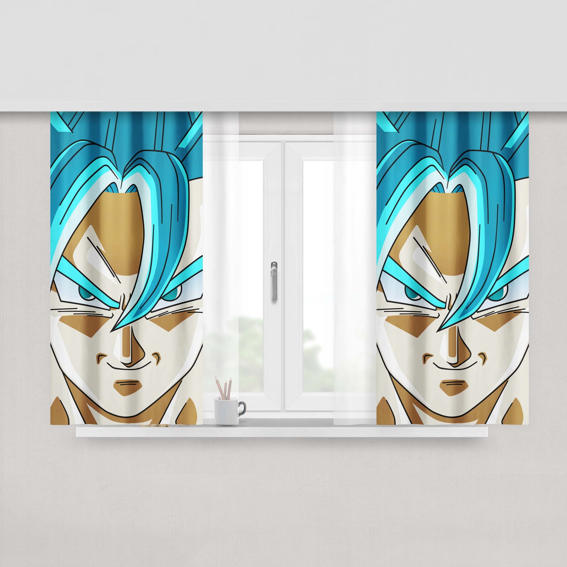 Goku Super Saiyan Wallpaper Peach Skin Window Curtains