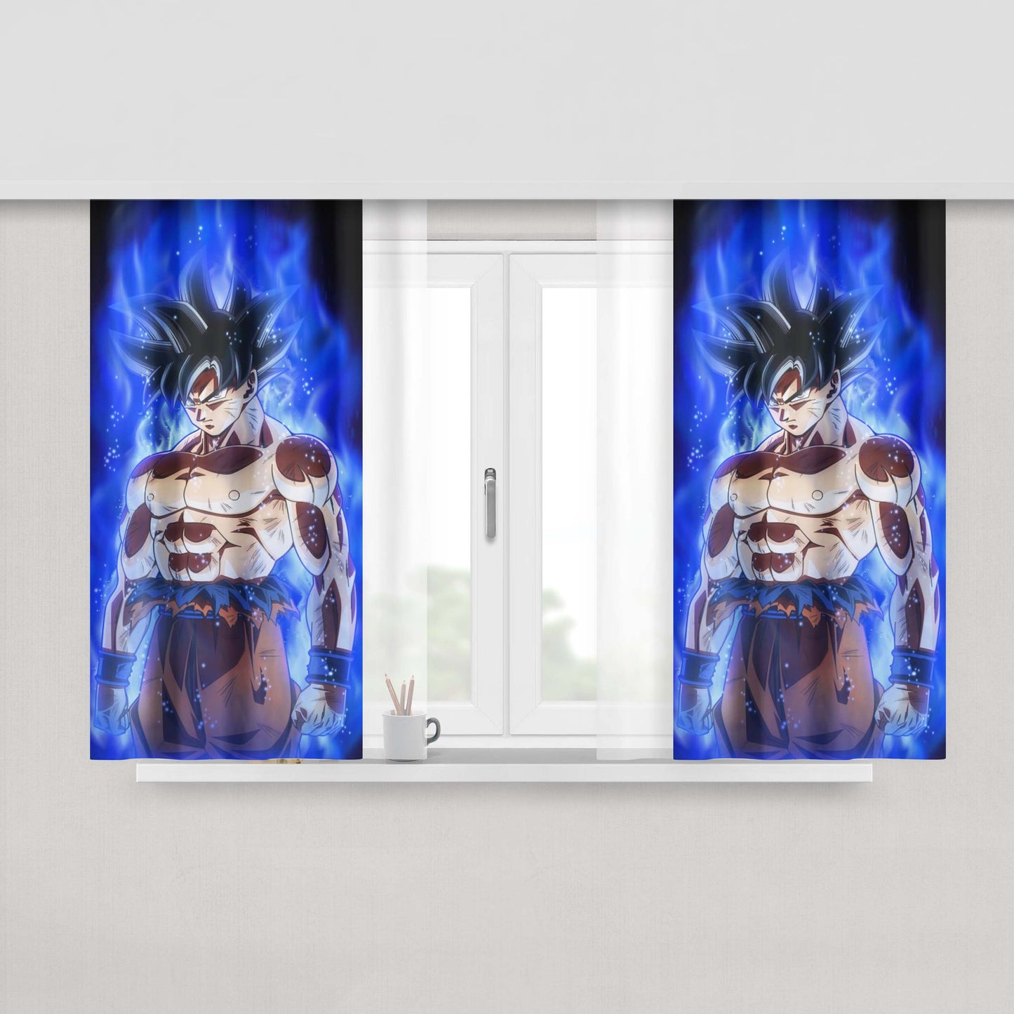Goku Super Ultra Instinc Mode Dragonball Super Peach Skin Window Curtains