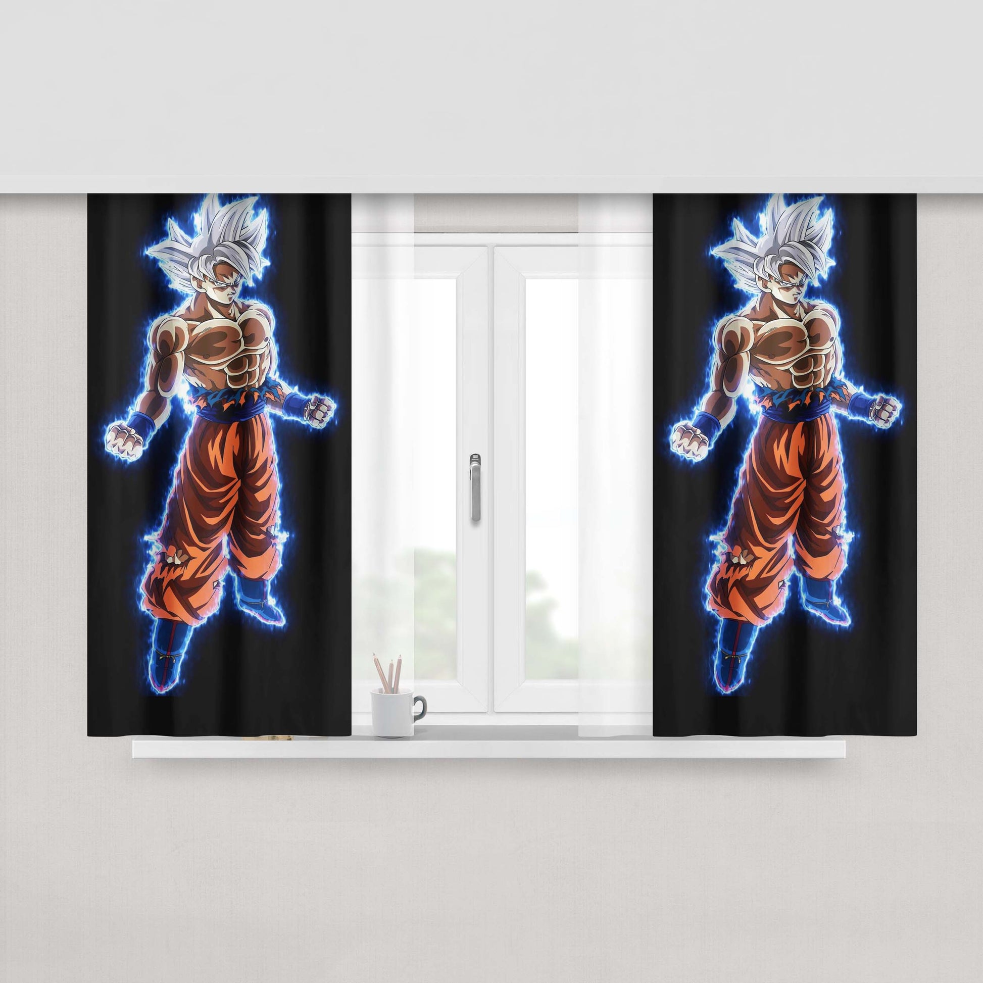 Goku Super Ultra Mode Dragonball Peach Skin Window Curtains
