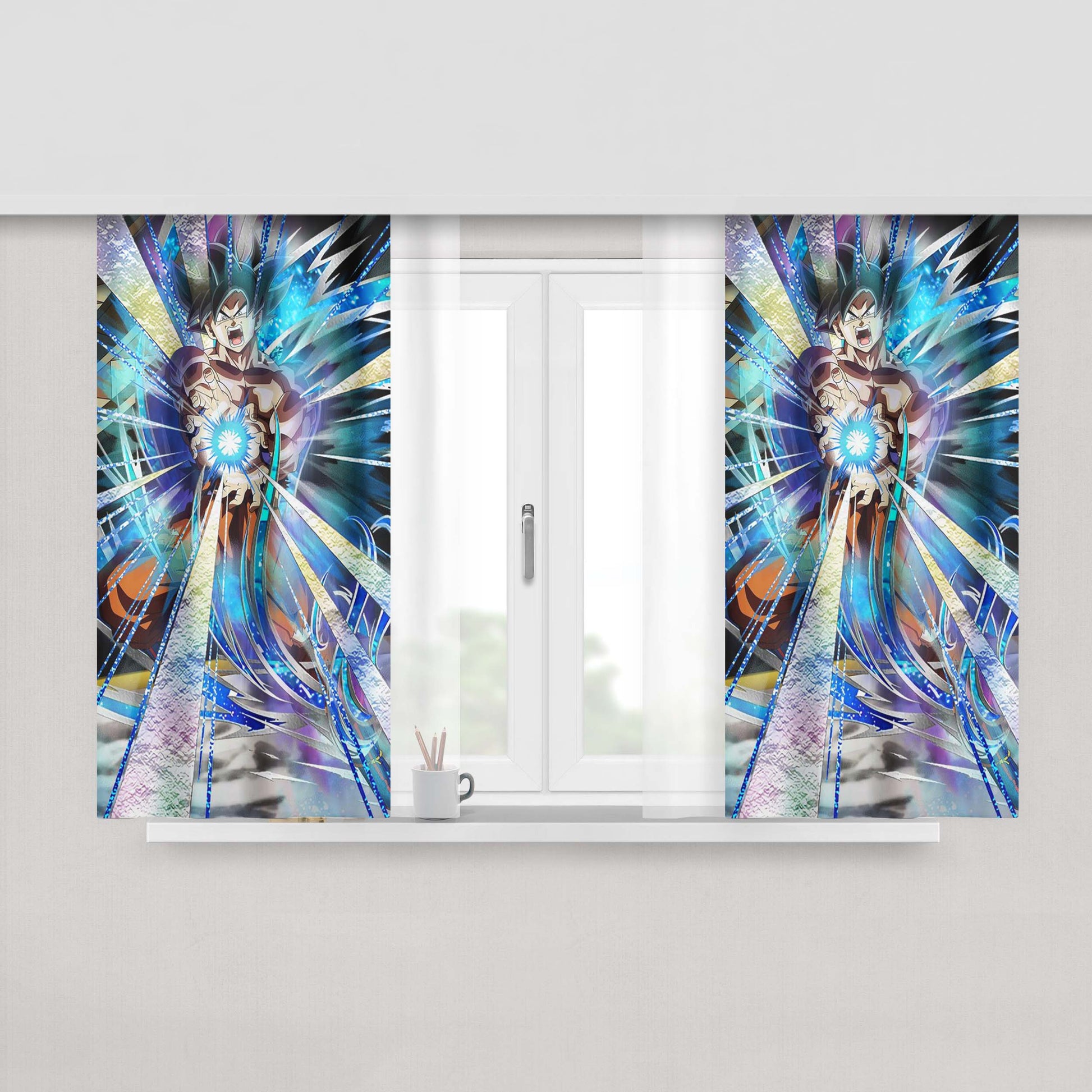 Goku Ultra Instinct Dragon Ball Peach Skin Window Curtains
