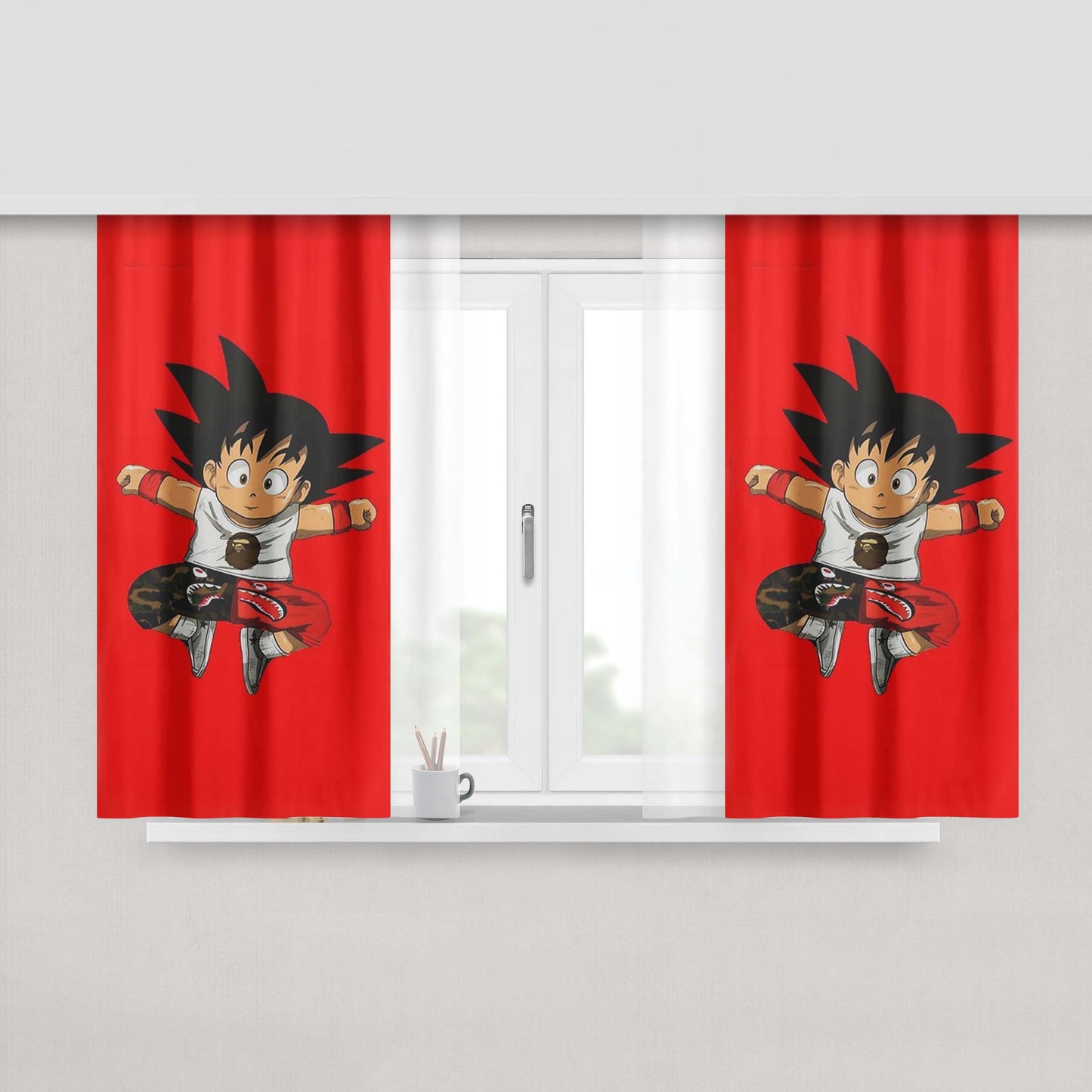 Goku X Bape Dbz Dragon Ball Z Peach Skin Window Curtains