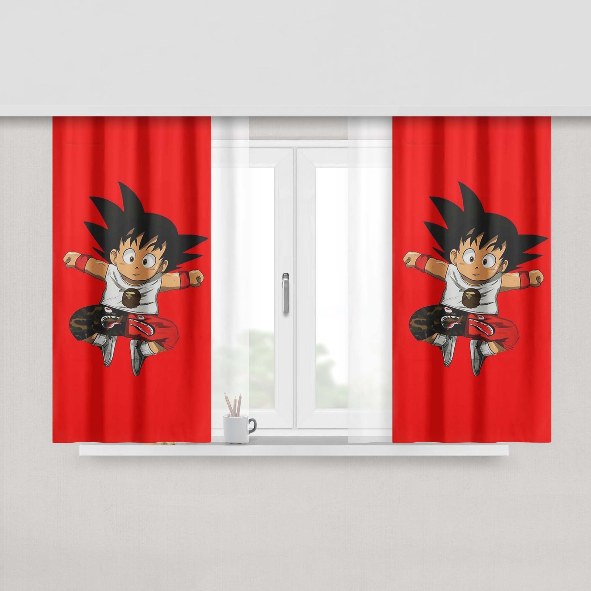 Goku X Bape Dbz Dragon Ball Z Peach Skin Window Curtains