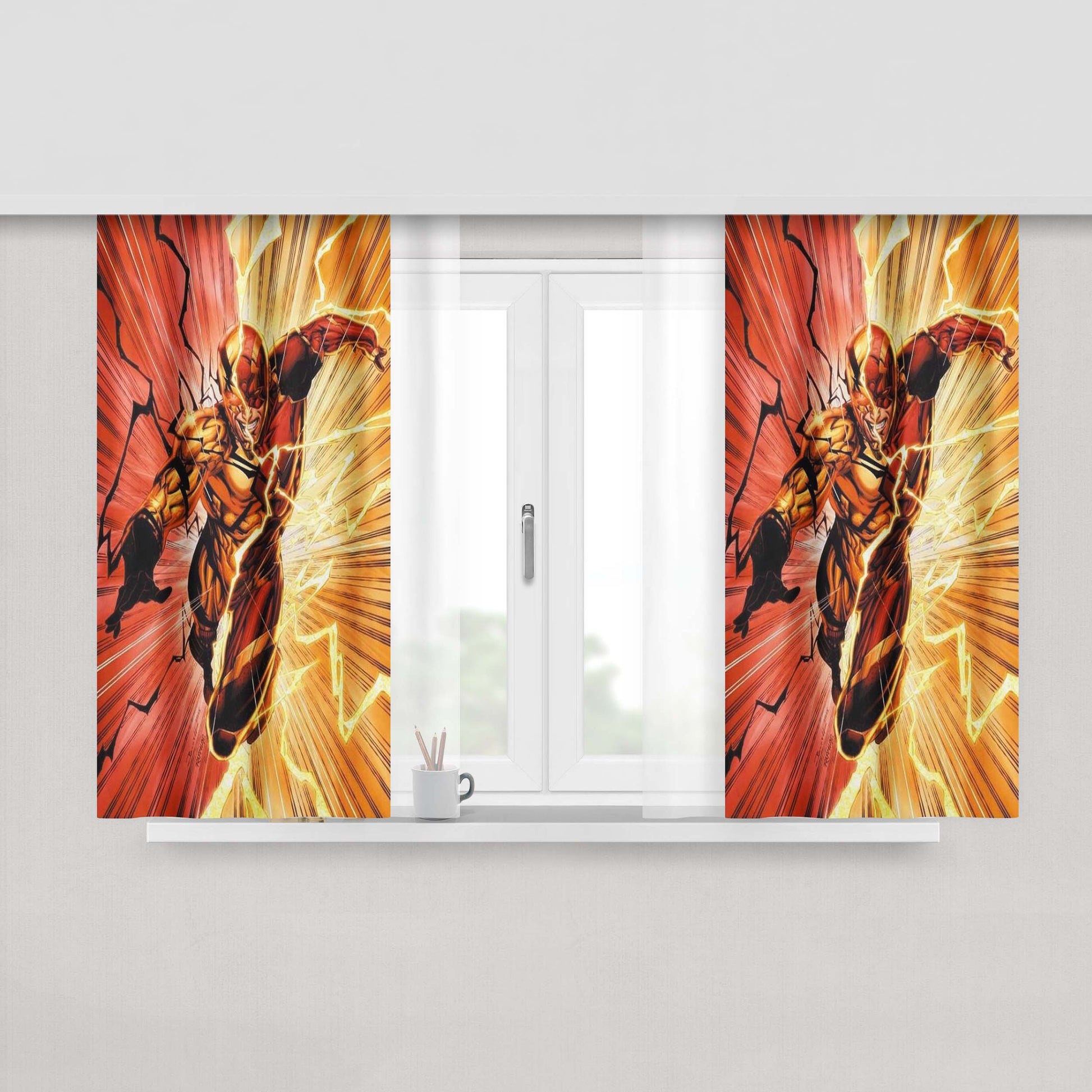 Gold And Red The Flash Peach Skin Window Curtains