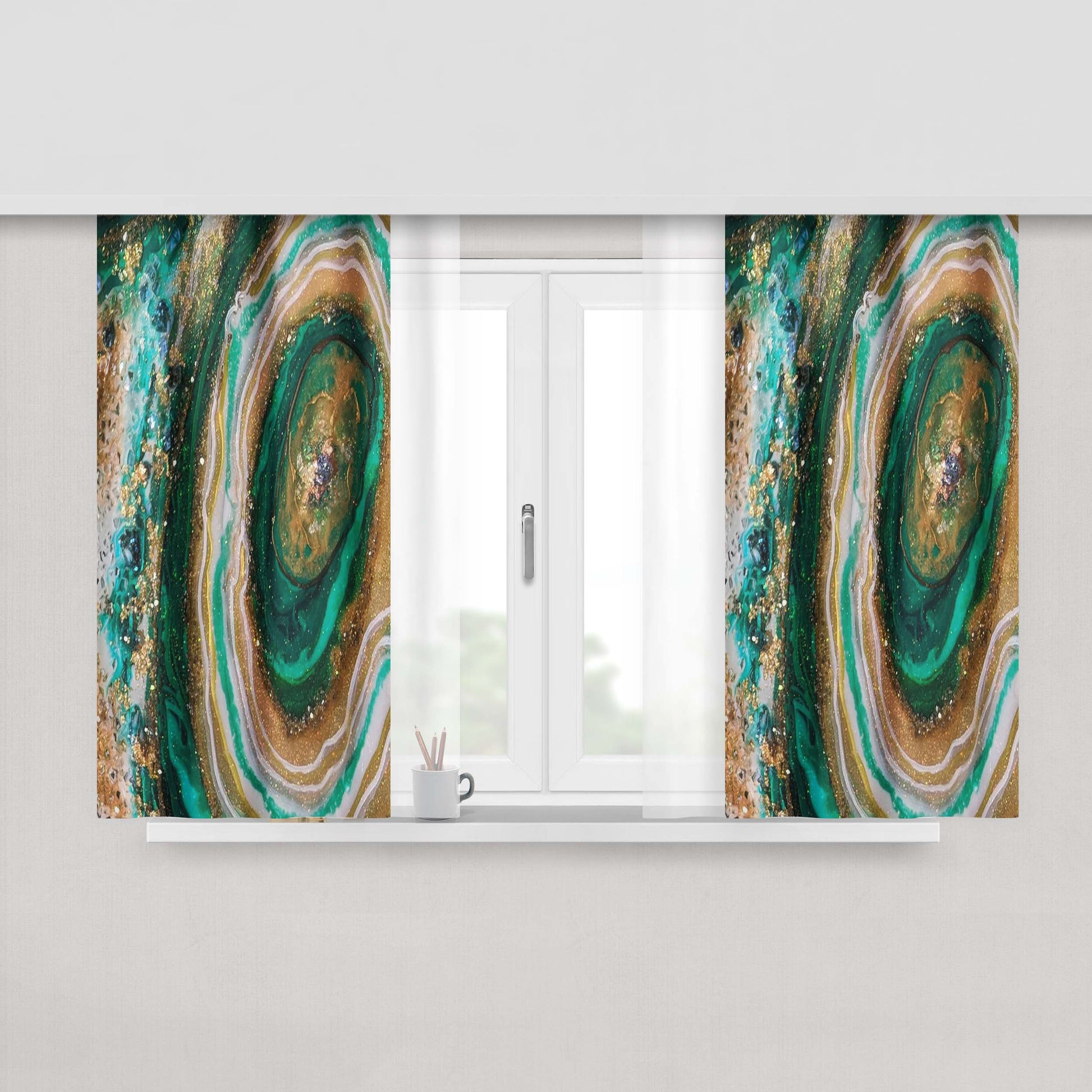 Gold Emerald Resin G Peach Skin Window Curtains